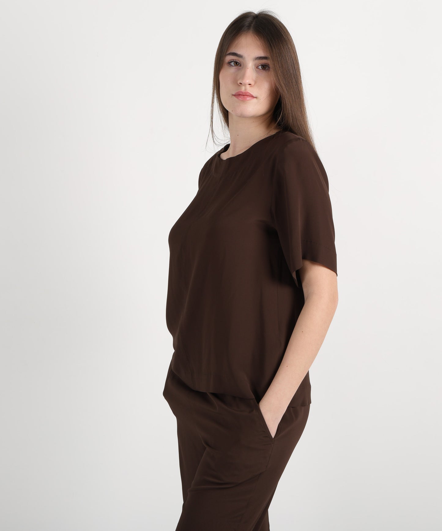 SEVENTY Silk-Blend Crepe Half-Sleeve Tunic