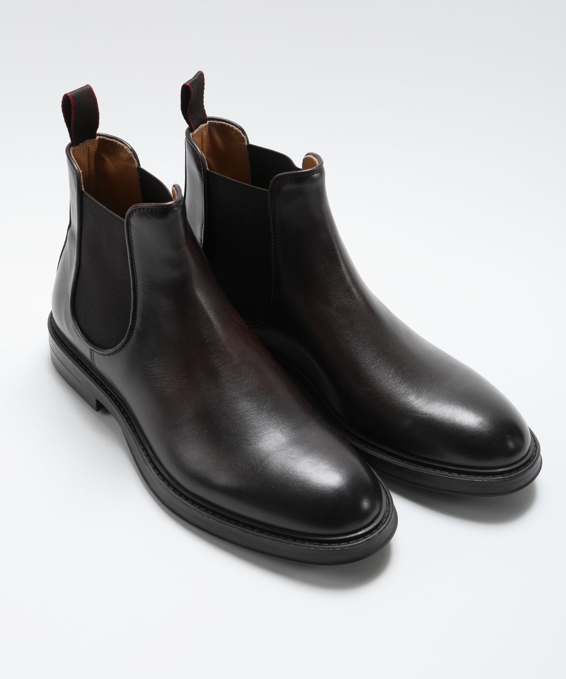 Shoes CORVARI Leather Chelsea Boots with Ombre Effect and Rubber Sole Marrone | CORVARI