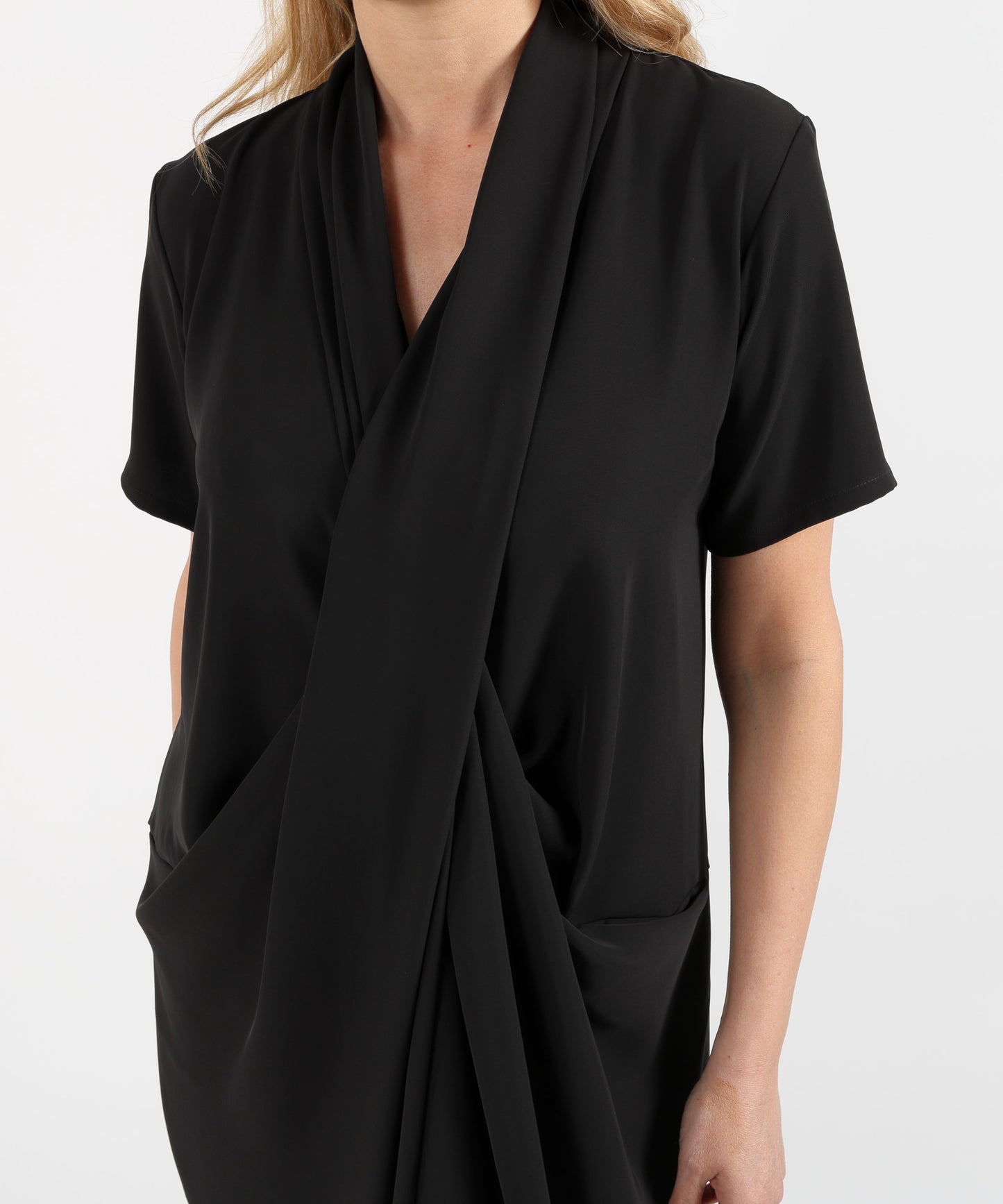 RIBKOFF Abito cocoon in tessuto twill con scollatura a portafoglio