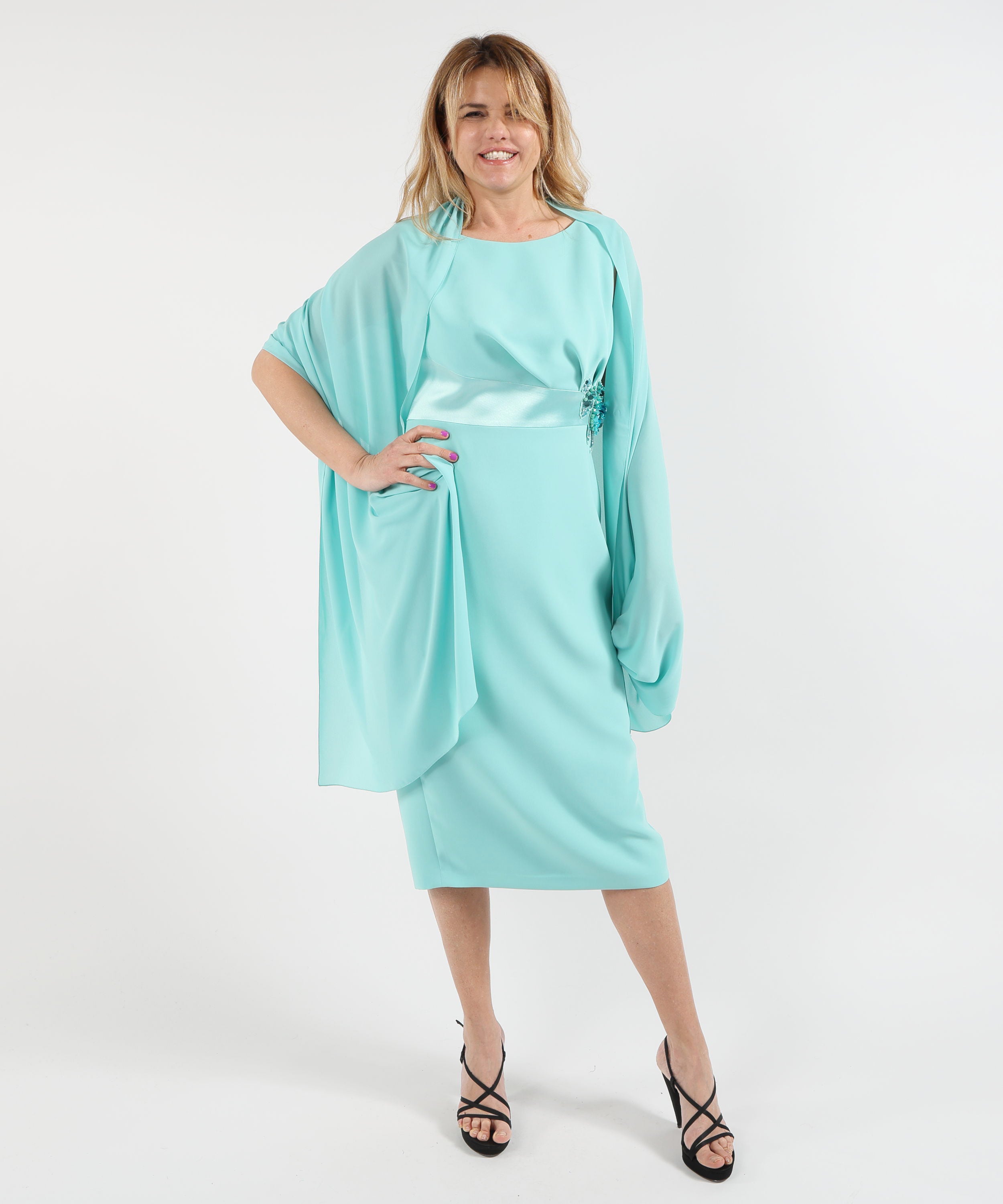 Abiti ANTONIO D'ERRICO Abito Sotto al Ginocchio con Ricamo Floreale Pietramarina | ANTONIO D'ERRICO