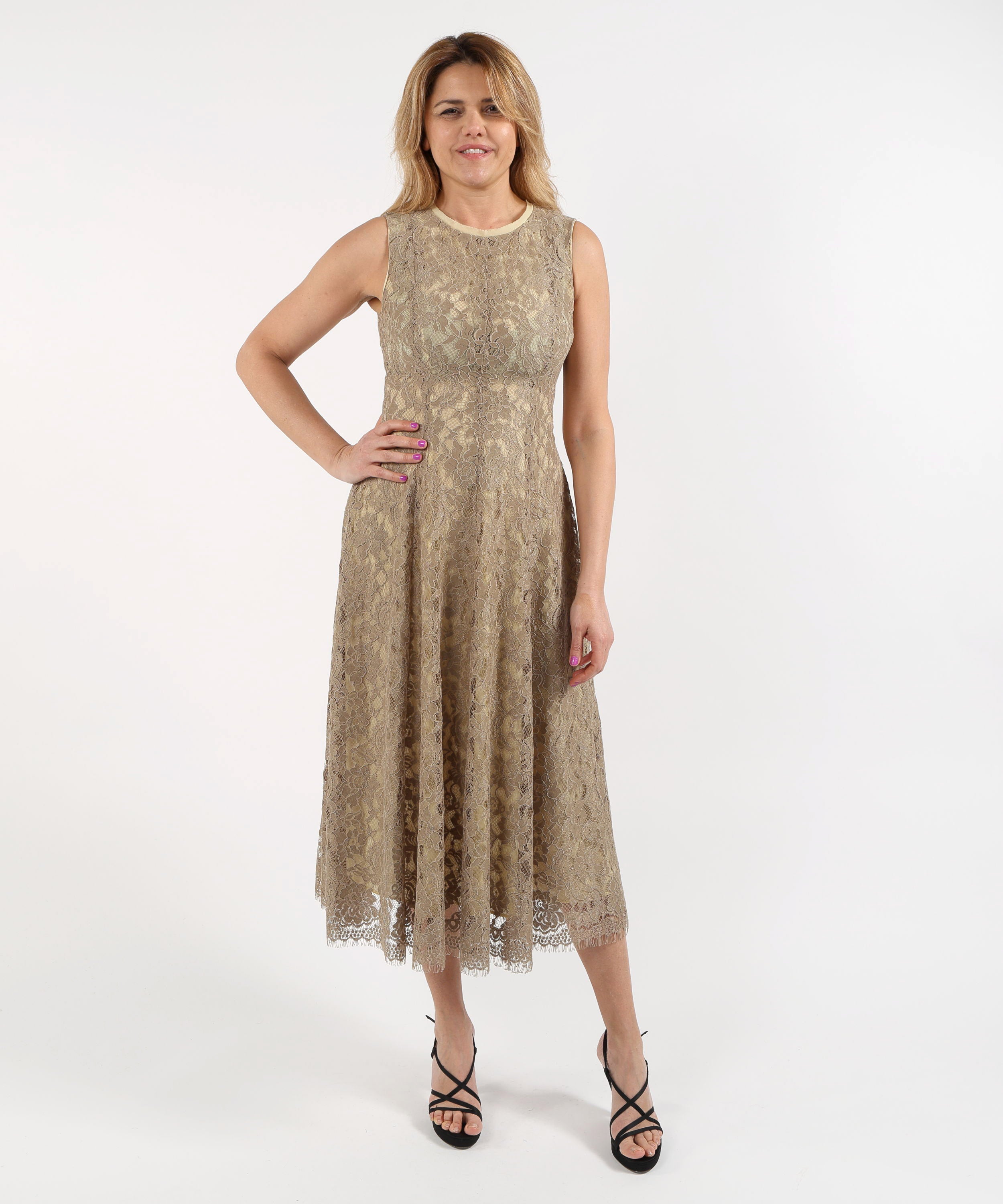 Abiti CLIPS Abito alla Caviglia con Effetto Plissé Ecru | CLIPS