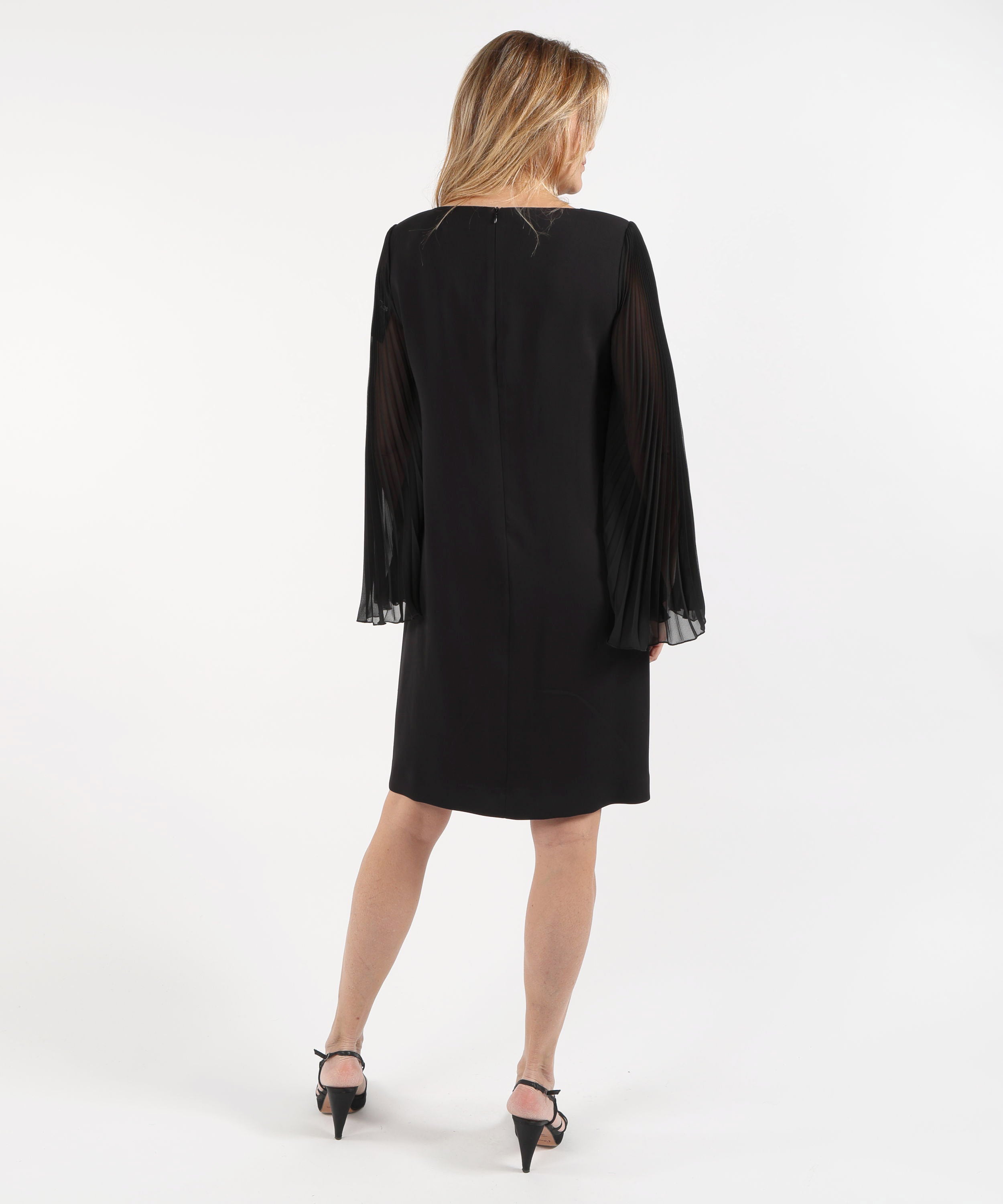 Abiti CLIPS Abito Sotto al Ginocchio con Manica Plissettata Nero | CLIPS