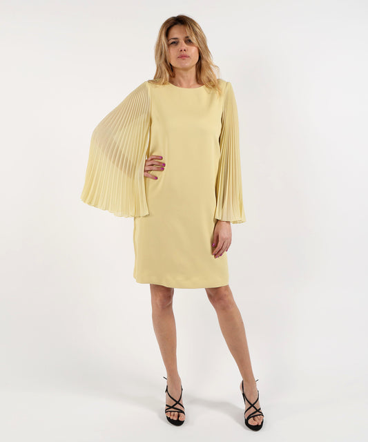 Abiti CLIPS Abito Sotto al Ginocchio con Manica Plissettata Giallo | CLIPS