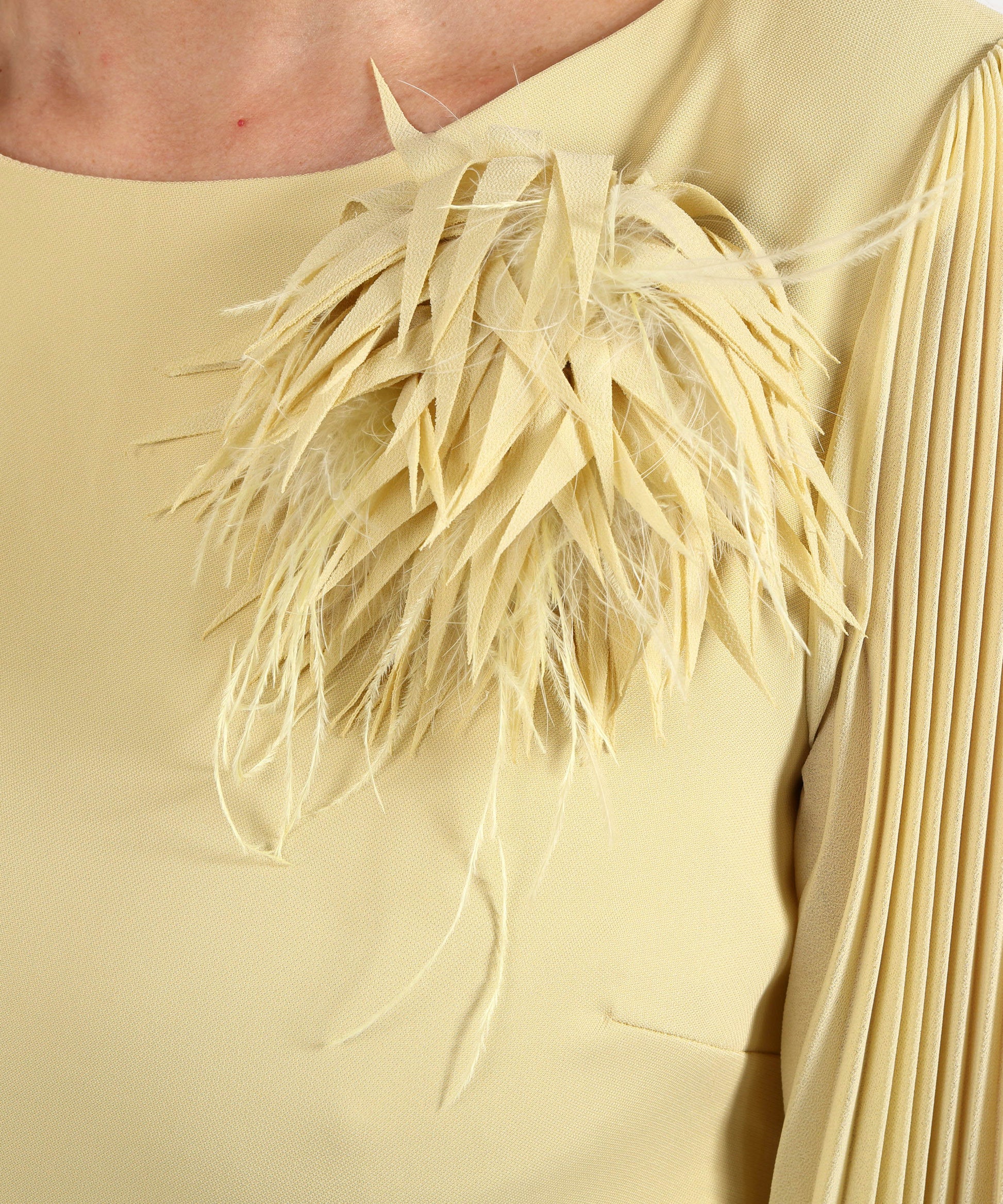 Spille CLIPS Spilla con Fiore in Tessuto e Piume Giallo | CLIPS