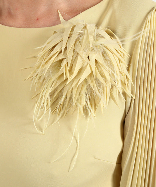 Spille CLIPS Spilla con Fiore in Tessuto e Piume Giallo | CLIPS