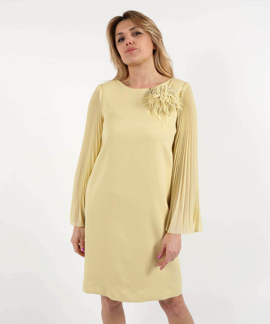 Spille CLIPS Spilla con Fiore in Tessuto e Piume Giallo | CLIPS