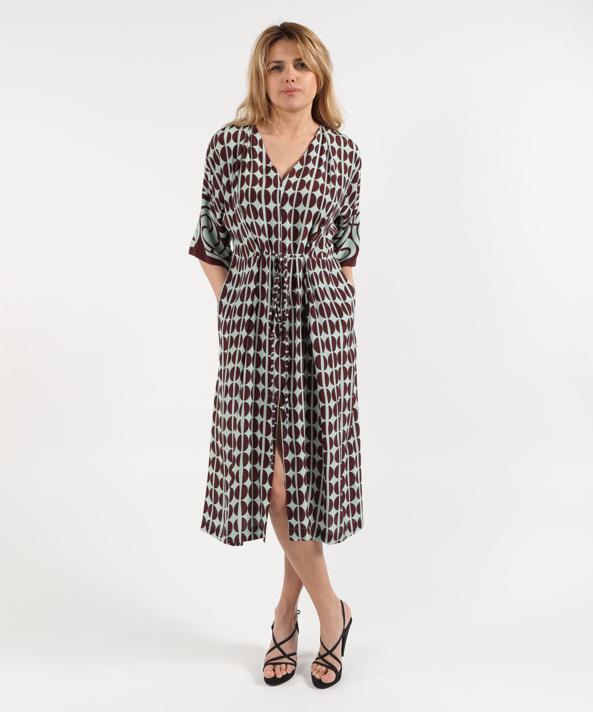 TO.ABI Abito Sotto al Ginocchio con Fantasia Geometrica