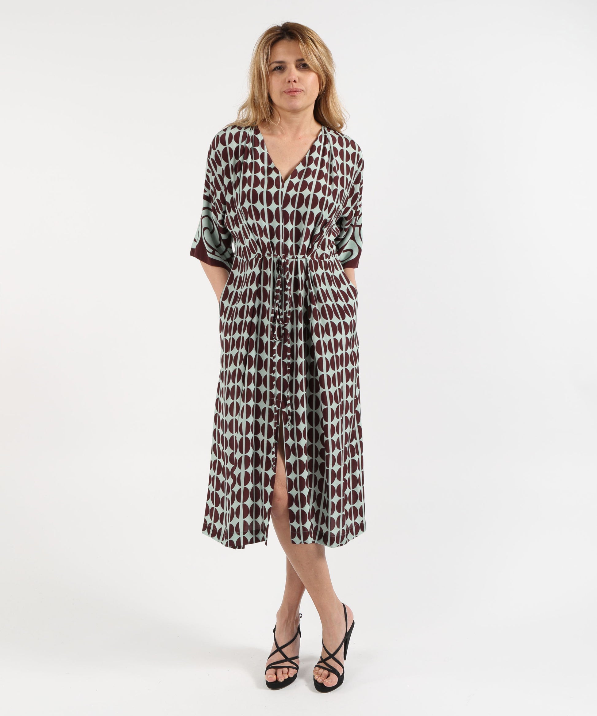 Abiti TO.ABI Abito Sotto al Ginocchio con Fantasia Geometrica Menta | TO.ABI