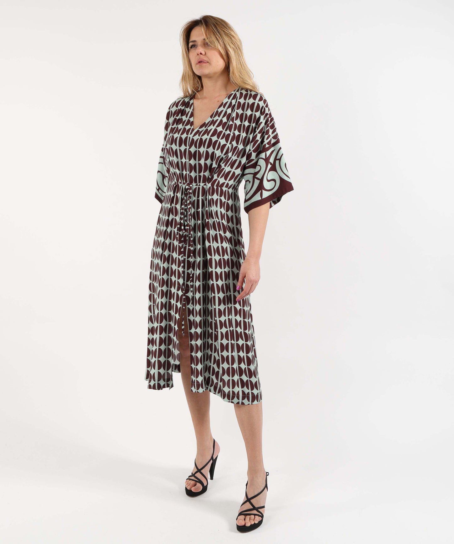 TO.ABI Abito Sotto al Ginocchio con Fantasia Geometrica