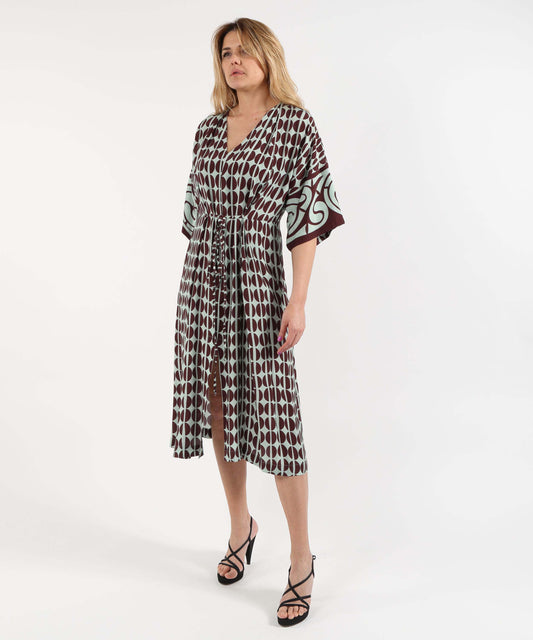 Abiti TO.ABI Abito Sotto al Ginocchio con Fantasia Geometrica Menta | TO.ABI