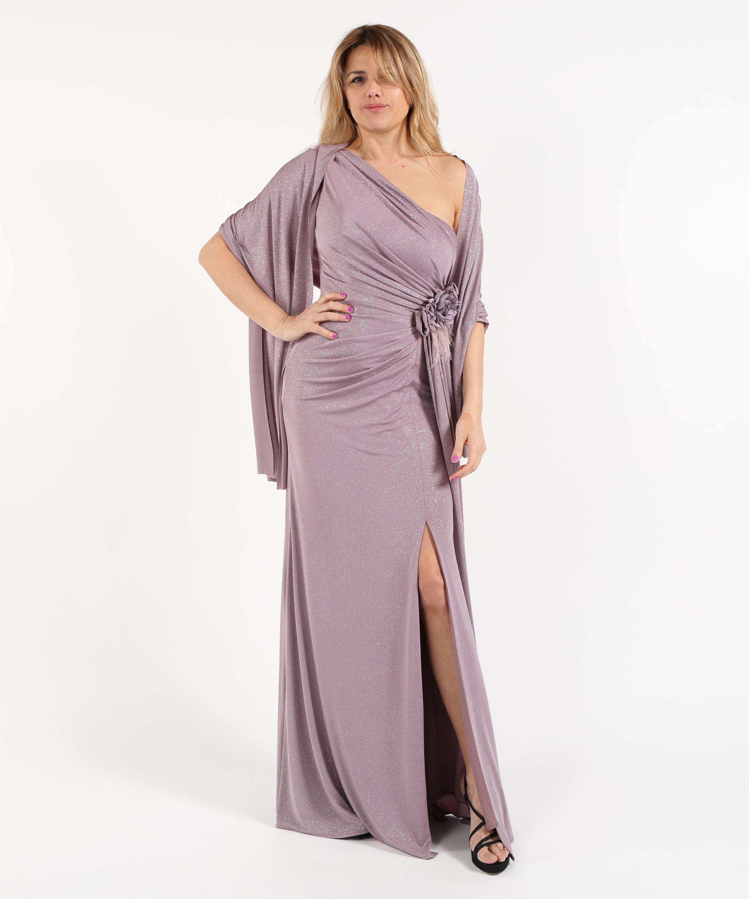 Abiti MUSANI Abito Lungo Monospalla con Spacco Glicine | MUSANI