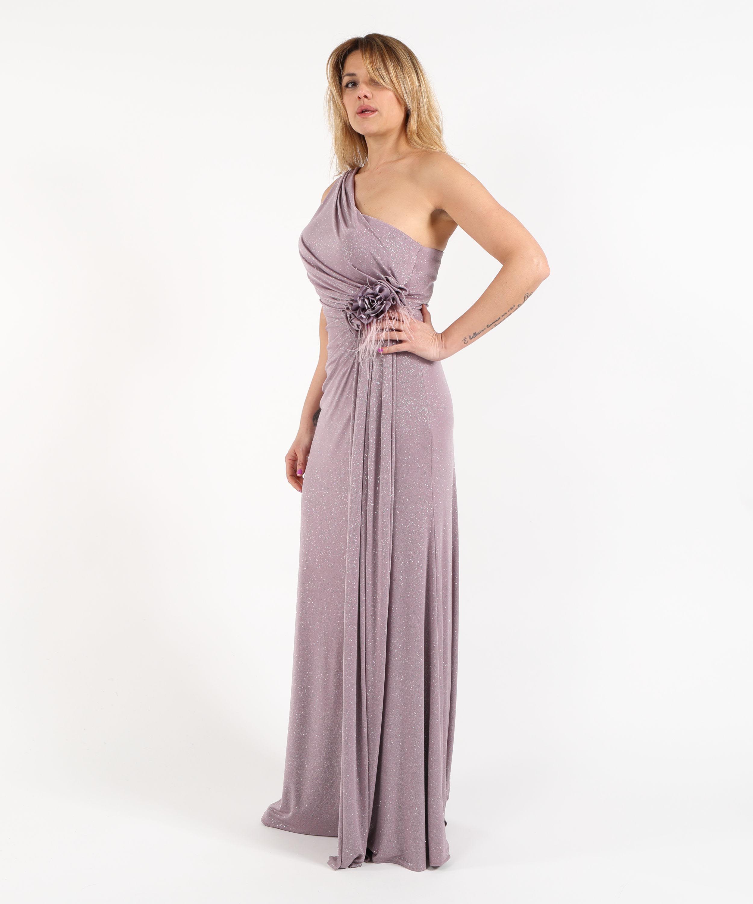 Abiti MUSANI Abito Lungo Monospalla con Spacco Glicine | MUSANI