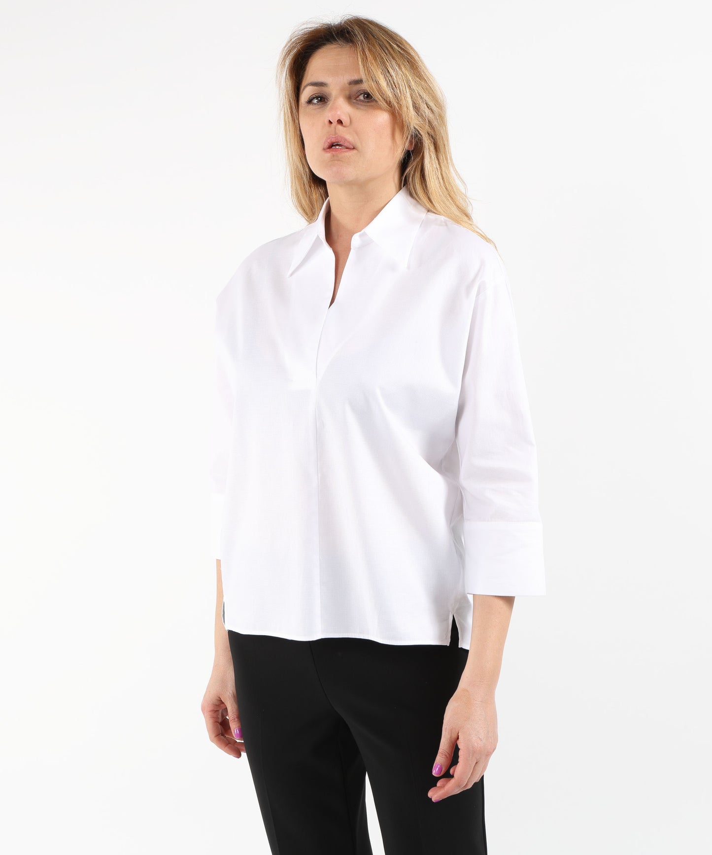ELENA MIRO' Poplin Three-Quarter Sleeve Shirt