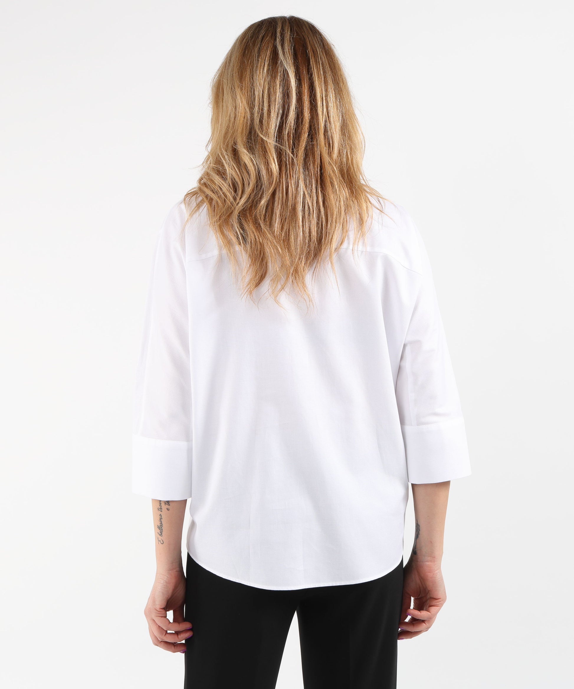 Shirts ELENA MIRO' Poplin Three-Quarter Sleeve Shirt Bianco | ELENA MIRO'