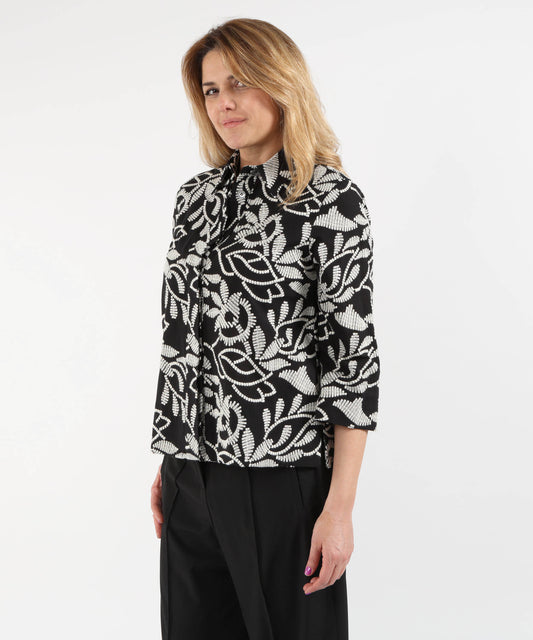Giacche ELENA MIRO' Camicia in cotone ricamato Nero/avorio | ELENA MIRO'