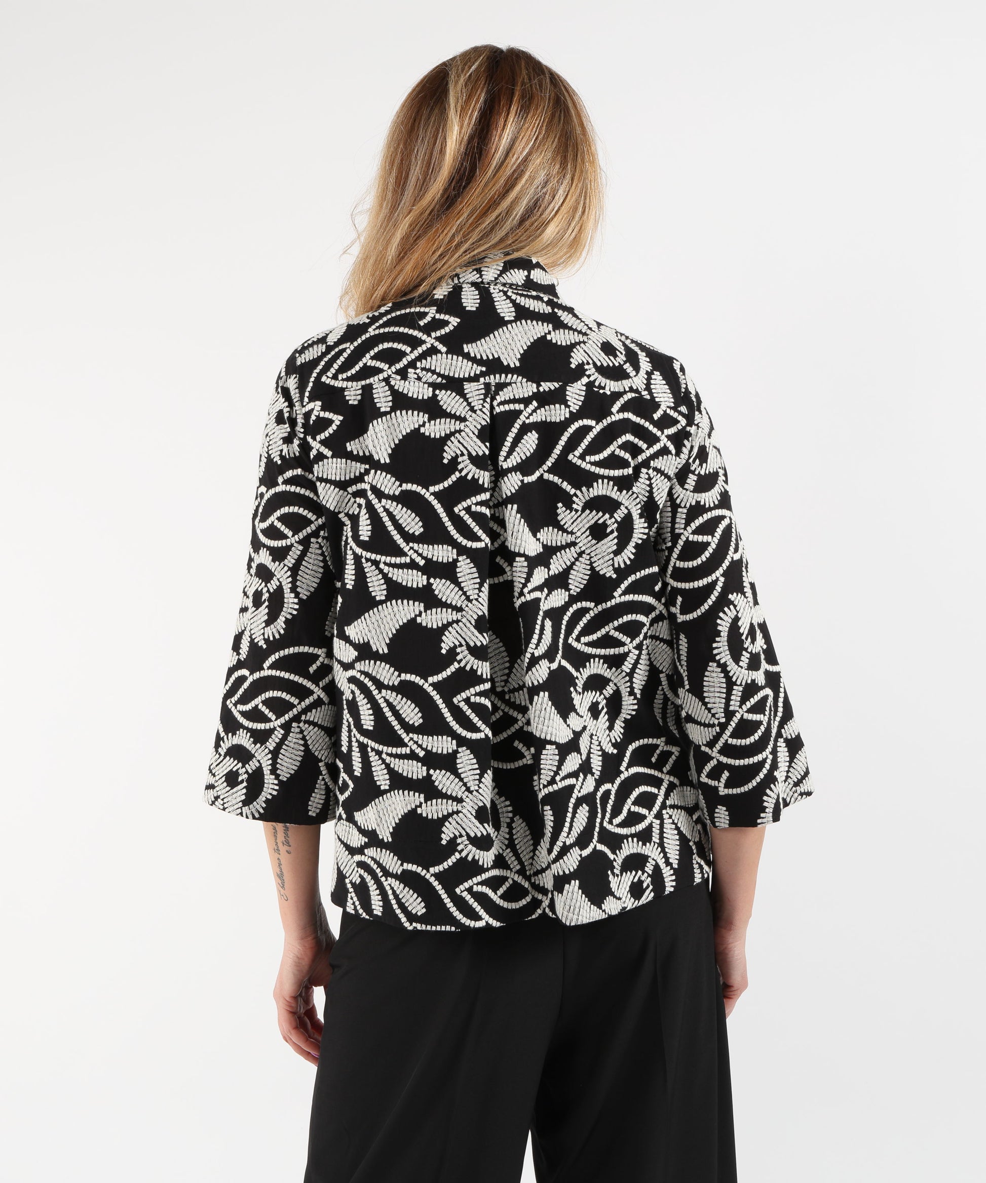 Giacche ELENA MIRO' Camicia in cotone ricamato Nero/avorio | ELENA MIRO'