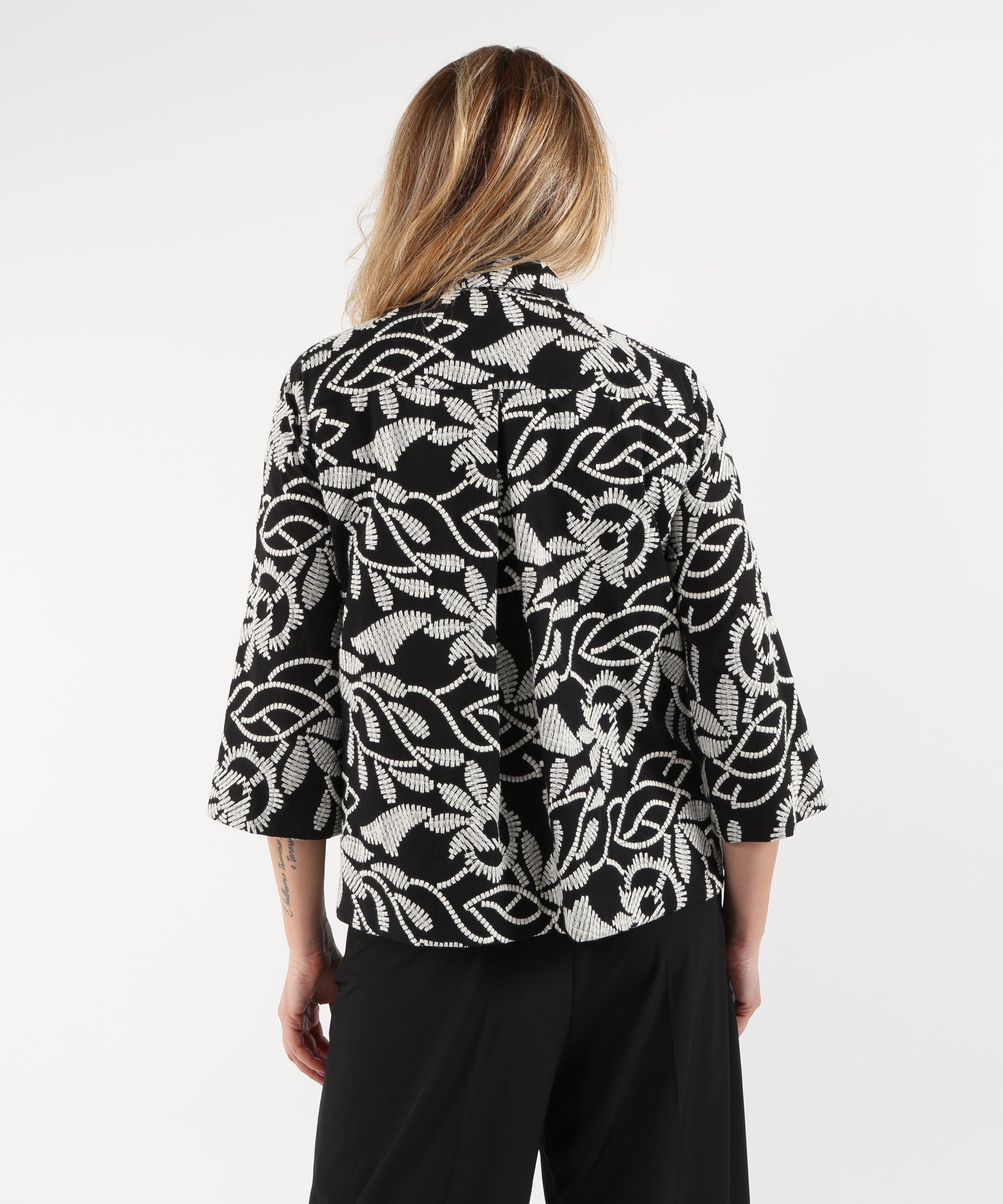 Giacche ELENA MIRO' Camicia in cotone ricamato Nero/avorio | ELENA MIRO'