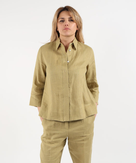 Camicie ELENA MIRO' Camicia boxy in lino Verde | ELENA MIRO'