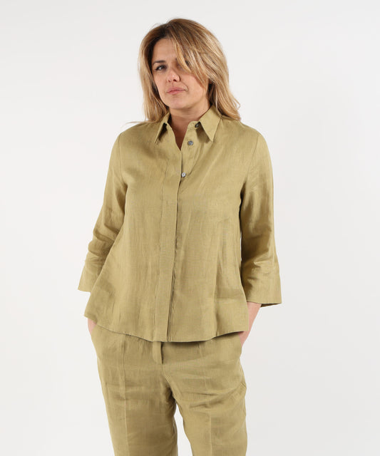 Camicie ELENA MIRO' Camicia boxy in lino Verde | ELENA MIRO'