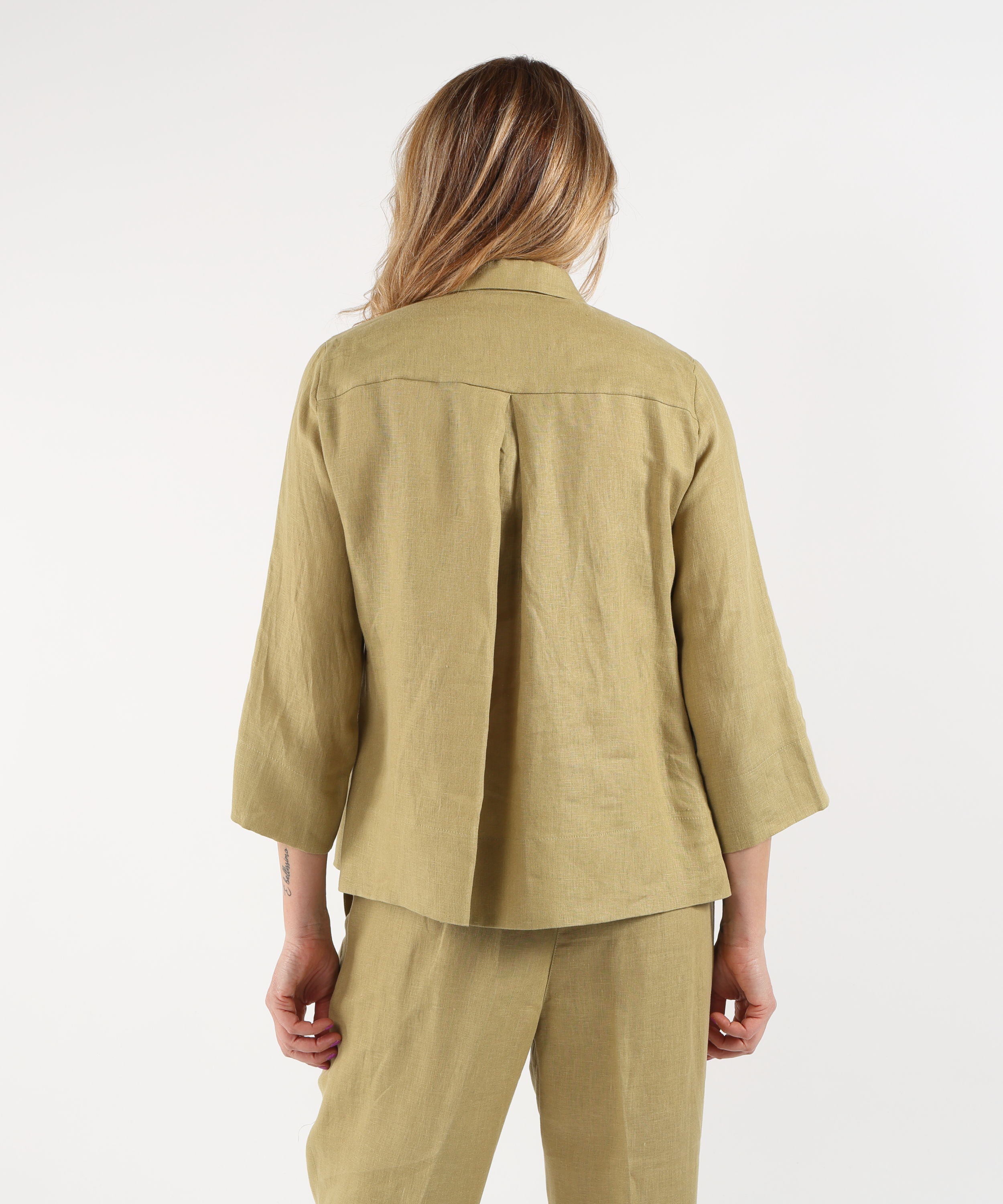 Shirts ELENA MIRO' Boxy Linen Shirt Verde | ELENA MIRO'