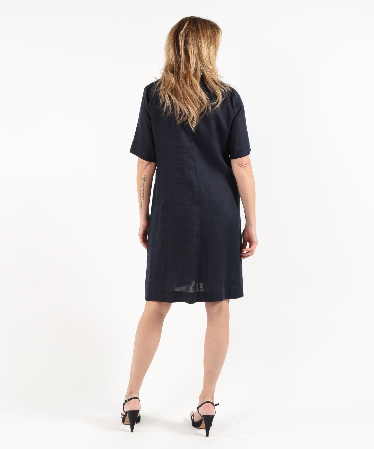 ELENA MIRO' Short-Sleeve Linen Shirt Dress