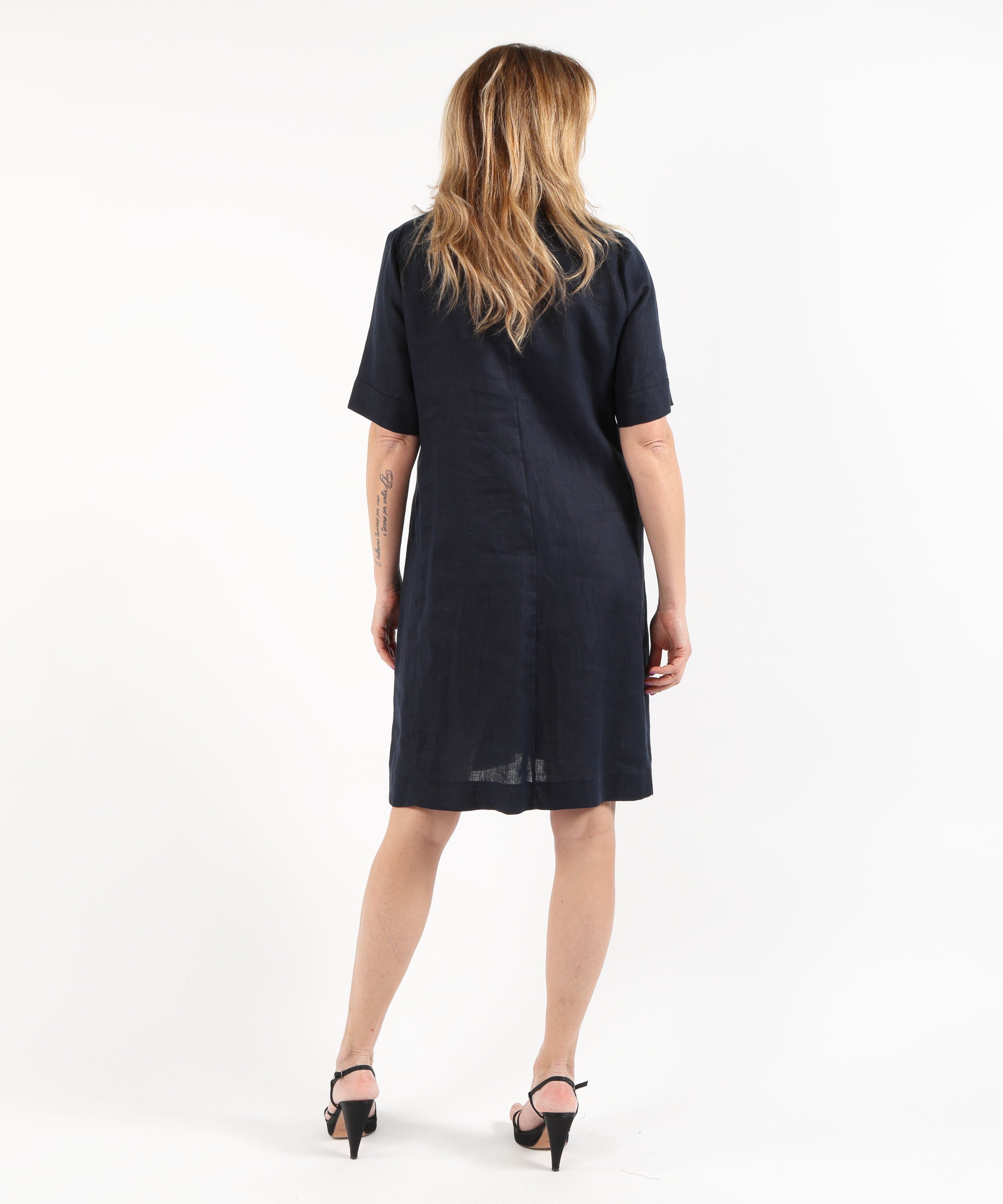 Dresses & Suits ELENA MIRO' Short-Sleeve Linen Shirt Dress Blu | ELENA MIRO'