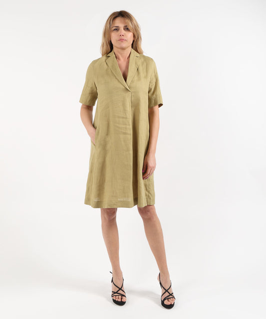 ELENA MIRO' Abito chemisier in lino maniche corte