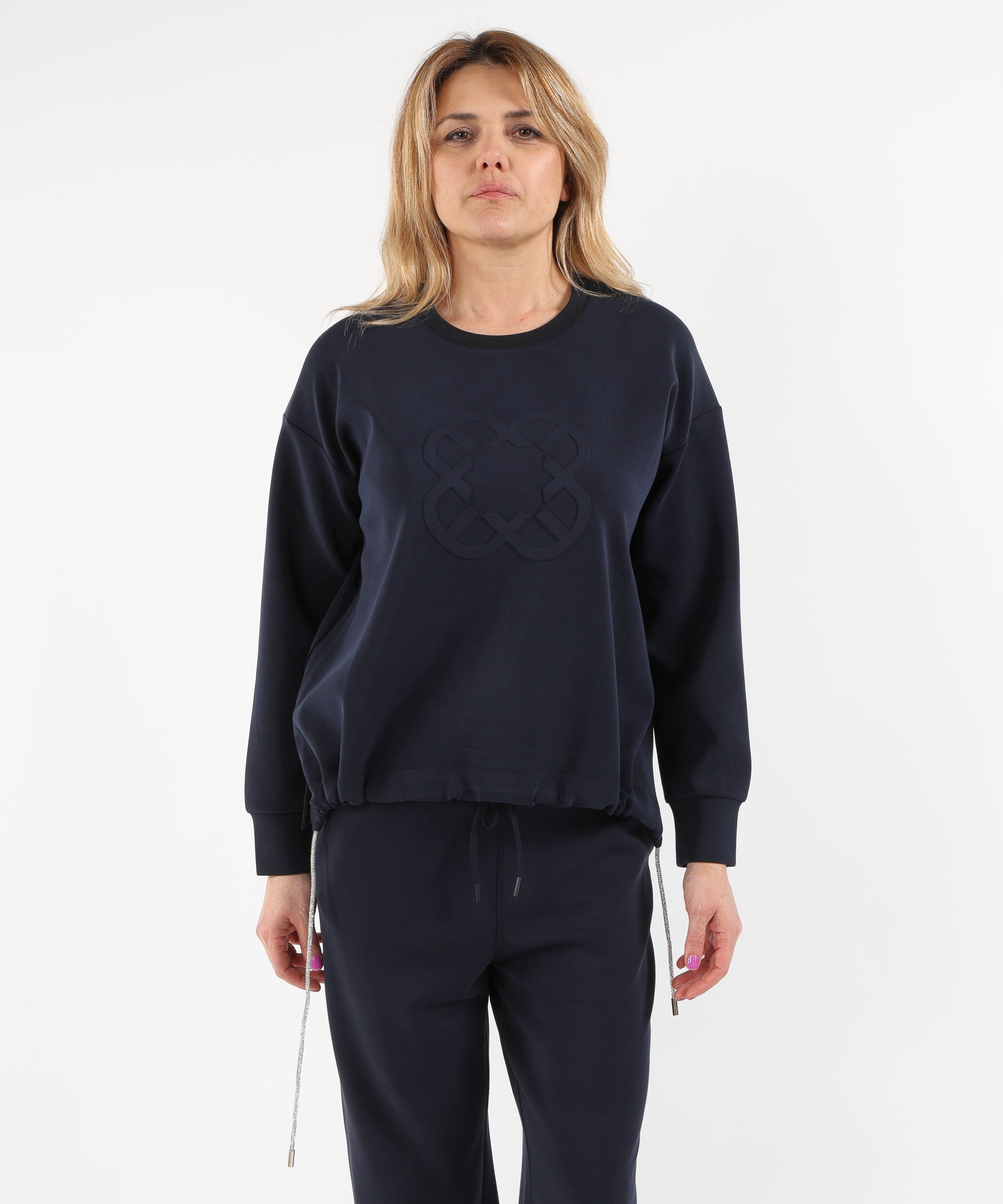 Sweatshirts ELENA MIRO' Scuba Sweatshirt with Monogram Logo Blu | ELENA MIRO'