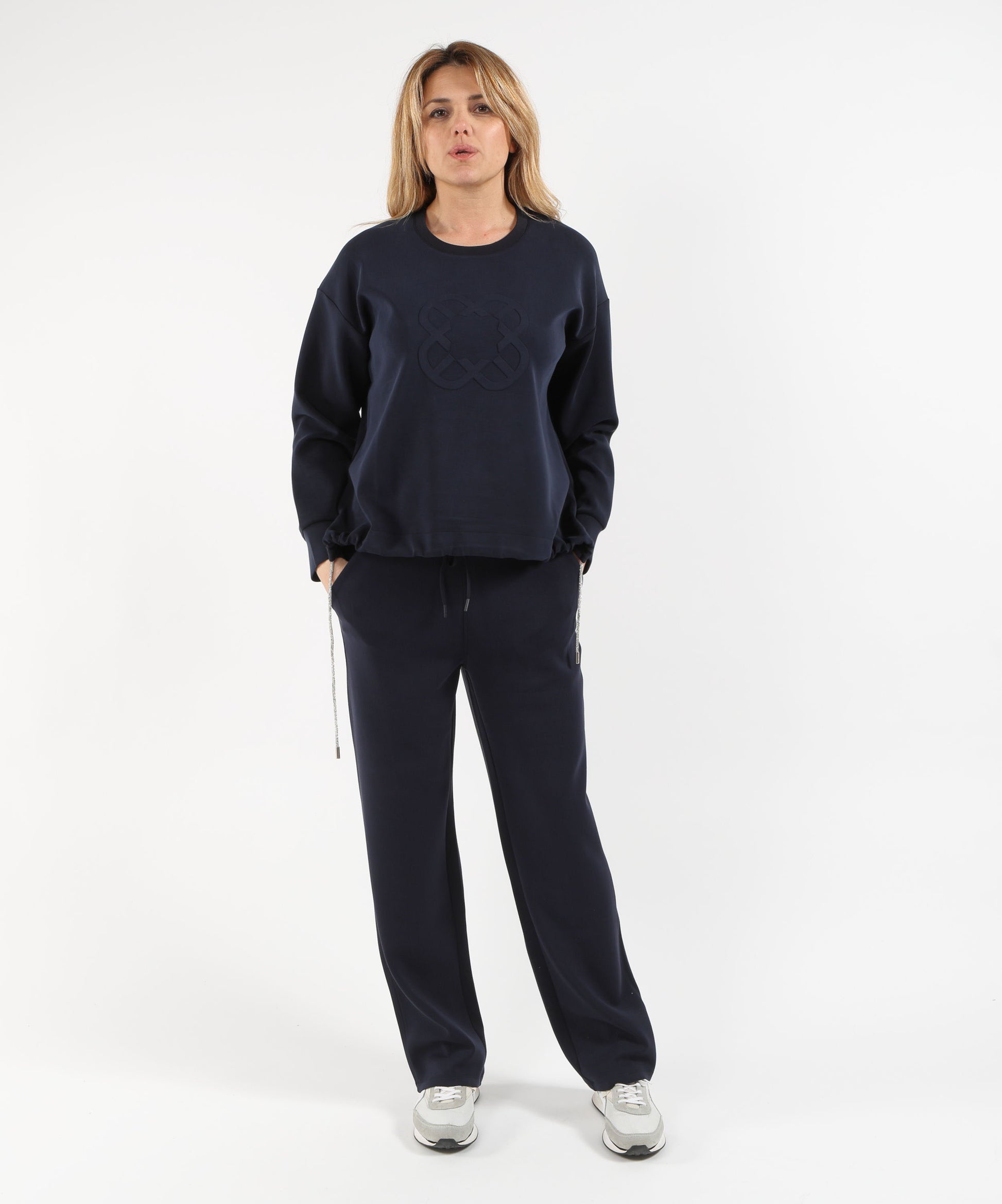 Felpe ELENA MIRO' Felpa in scuba con logo Monogram Blu | ELENA MIRO'