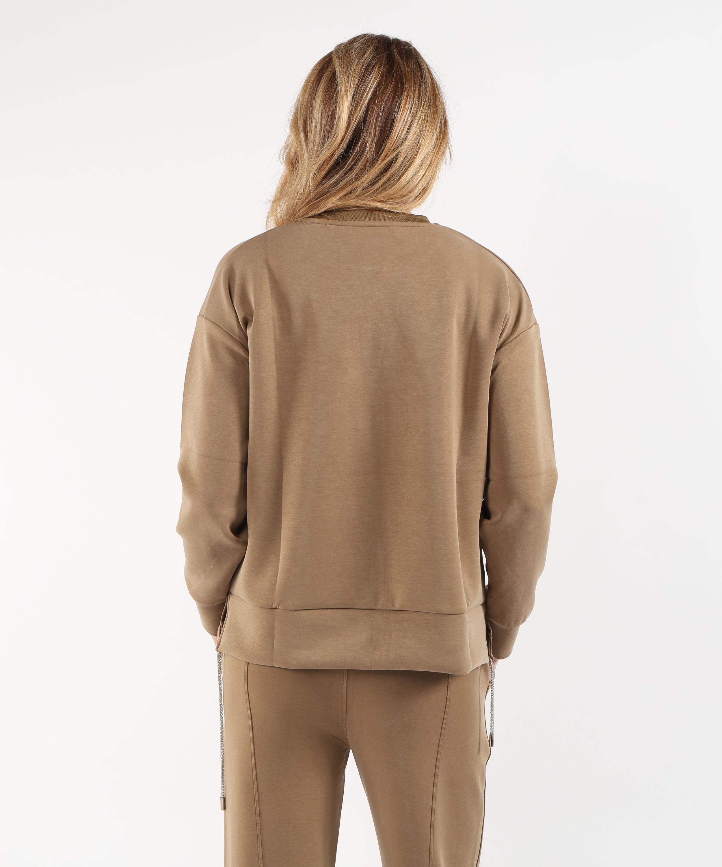 Sweatshirts ELENA MIRO' Scuba Sweatshirt with Monogram Logo Beige | ELENA MIRO'