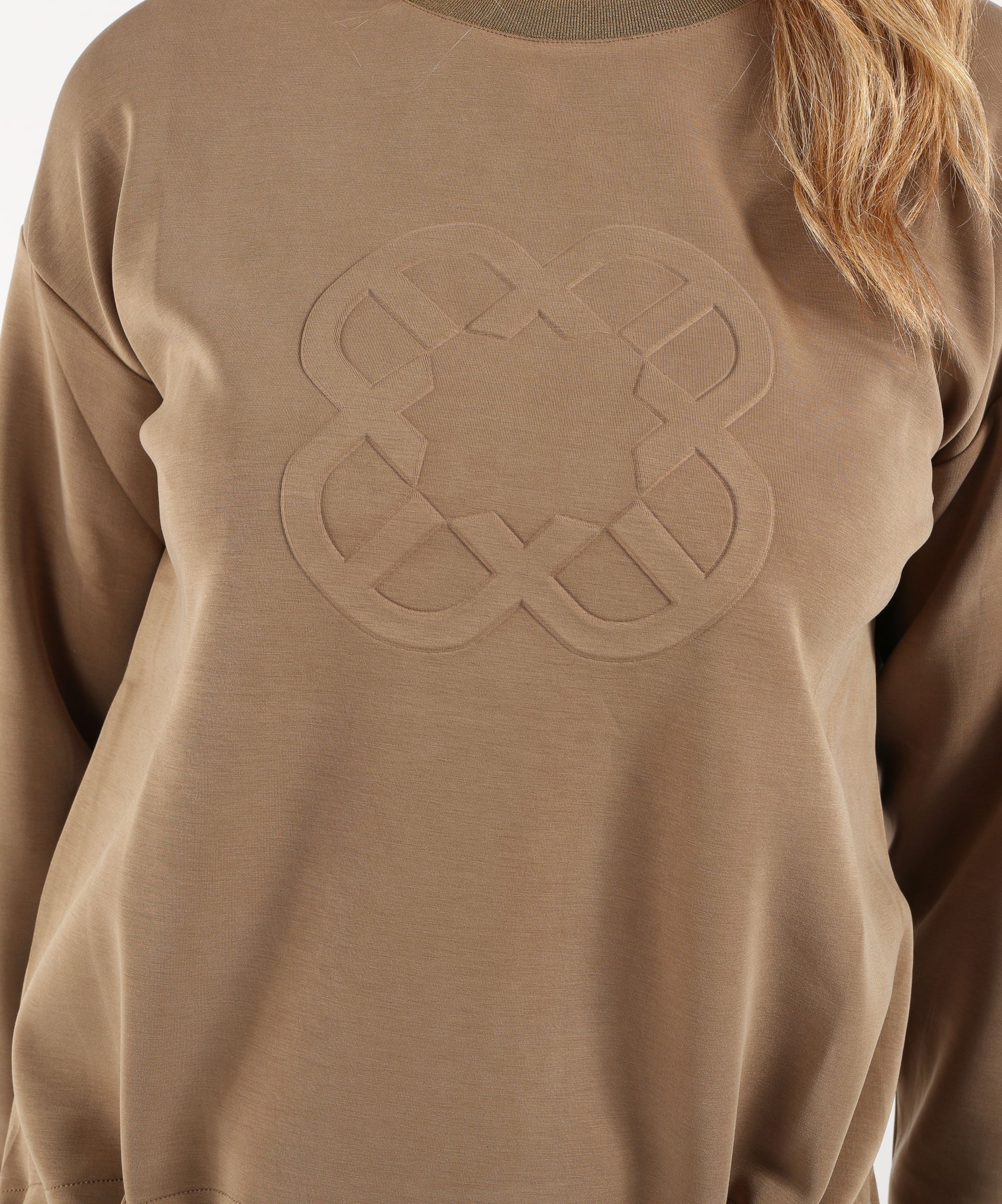 Felpe ELENA MIRO' Felpa in scuba con logo Monogram Beige | ELENA MIRO'