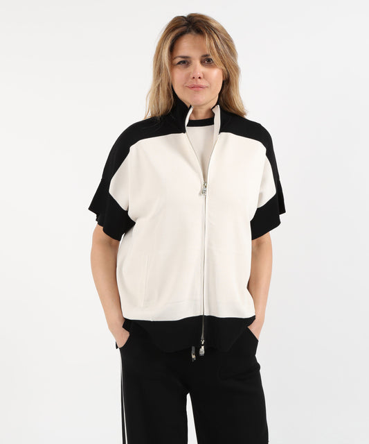 Sweatshirts ELENA MIRO' Crepe Jacket Avorio/nero | ELENA MIRO'