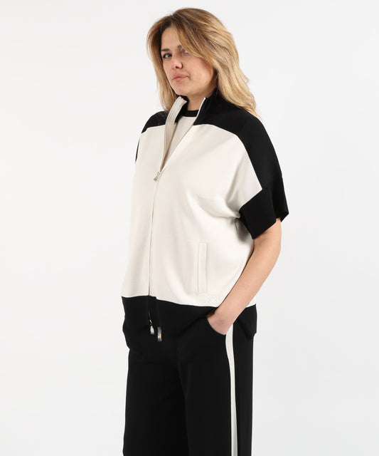 Sweatshirts ELENA MIRO' Crepe Jacket Avorio/nero | ELENA MIRO'