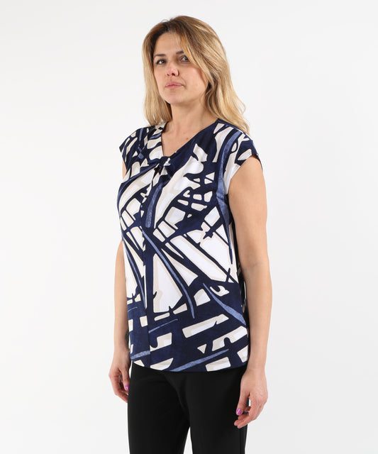 Top RIBKOFF Top aderente in maglia effetto seta con stampa a motivo astratto Multicolor | RIBKOFF