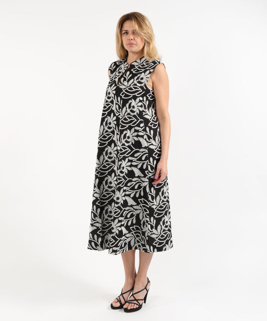 Dresses &amp; Suits ELENA MIRO' Embroidered Cotton-Blend Dress Nero/avorio | ELENA MIRO'