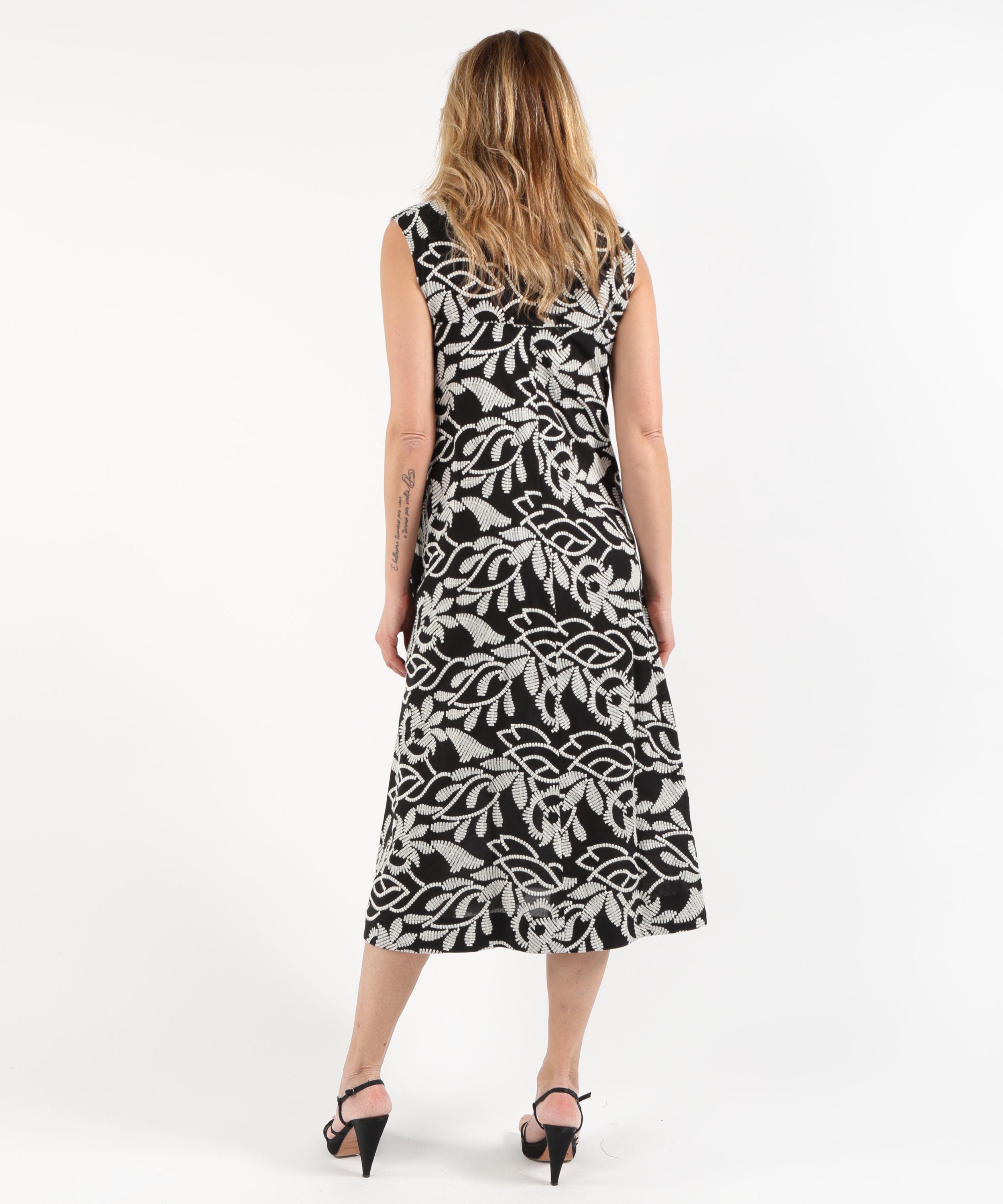 Dresses & Suits ELENA MIRO' Embroidered Cotton-Blend Dress Nero/avorio | ELENA MIRO'