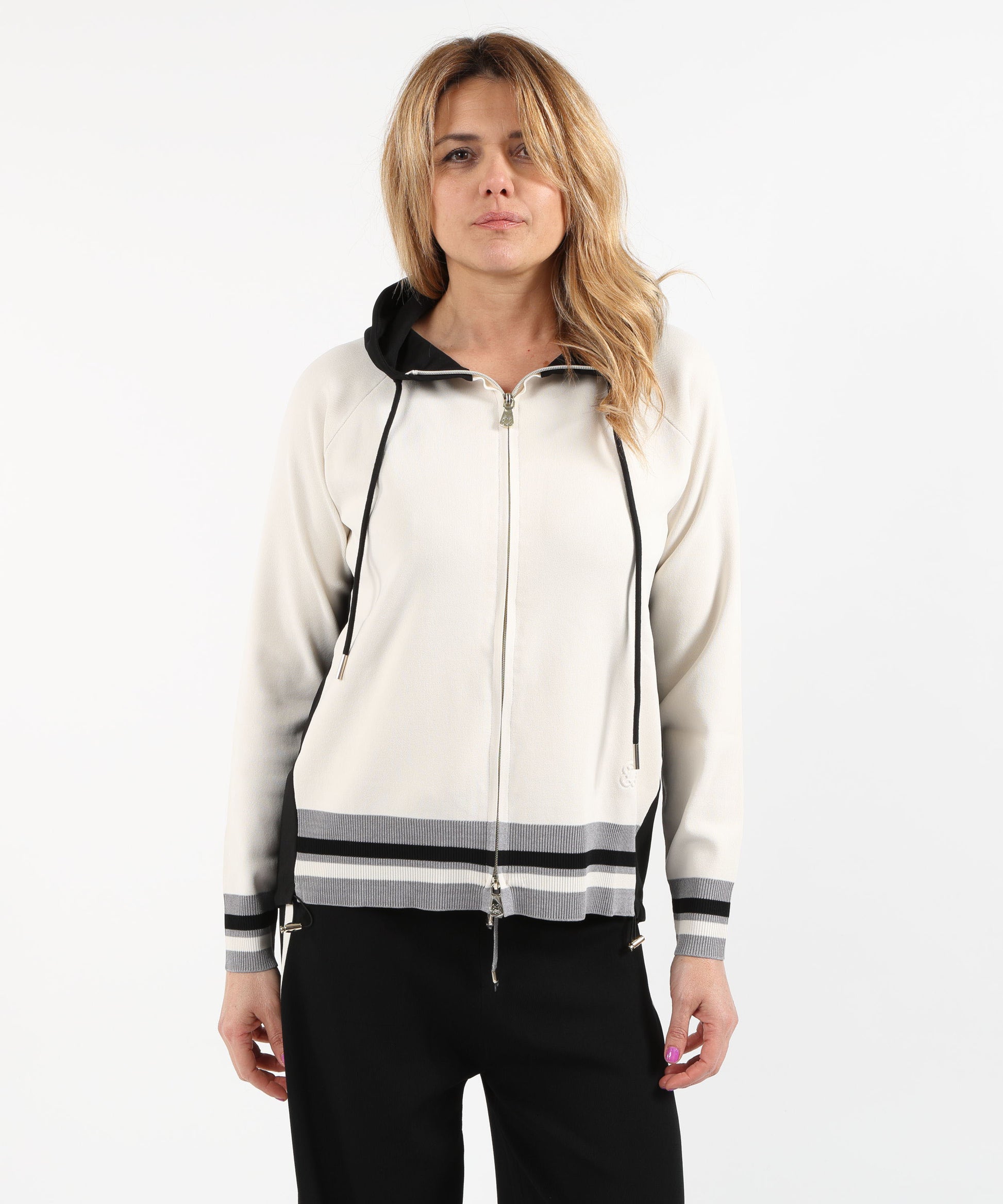Felpe ELENA MIRO' Cardigan misto viscosa con cappuccio e zip Multicolor | ELENA MIRO'