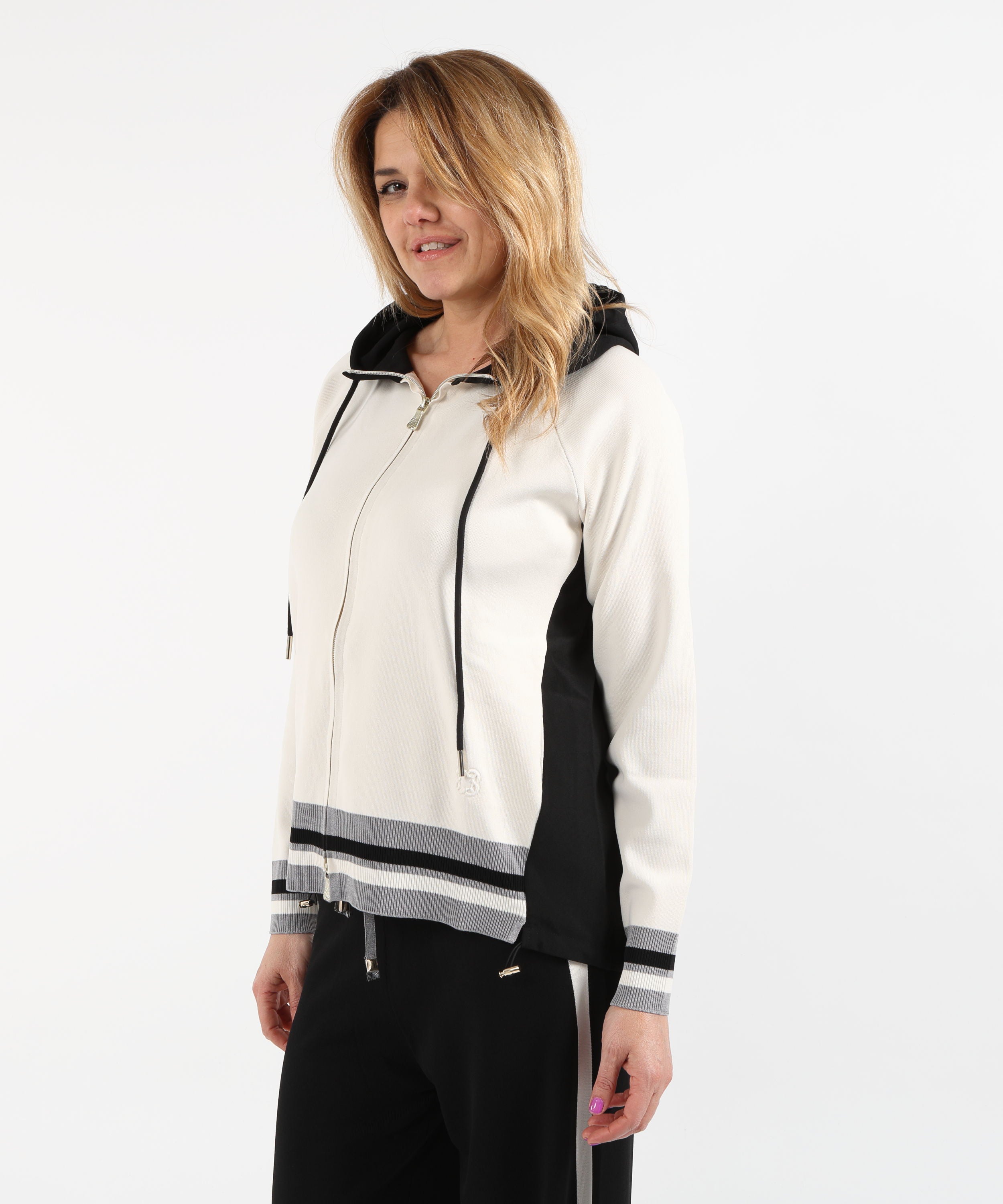 Sweatshirts ELENA MIRO' Viscose-Blend Hooded Zip Cardigan Multicolor | ELENA MIRO'