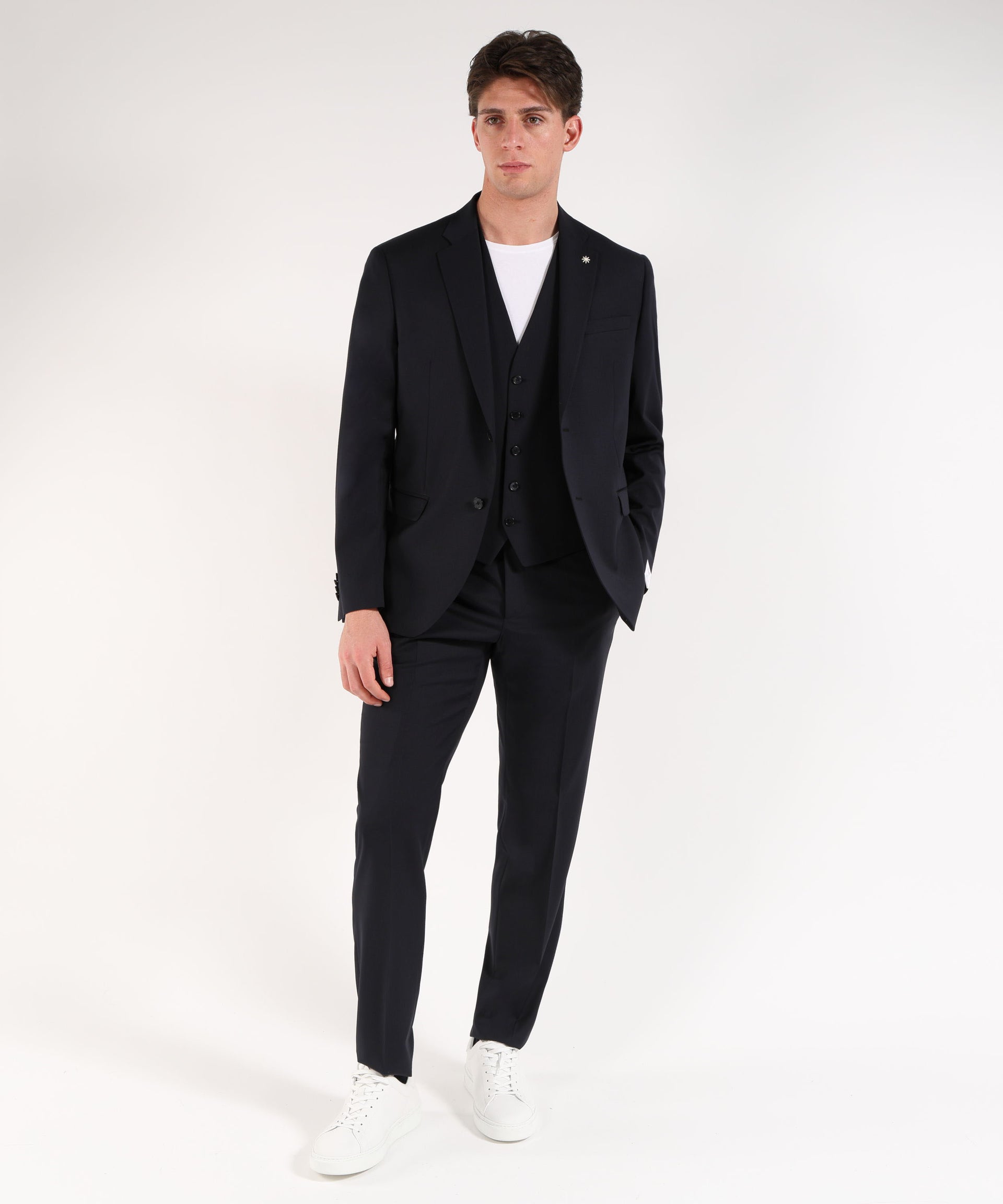 MANUEL RITZ Abito drop 8 con gilet e pantalone coordinato