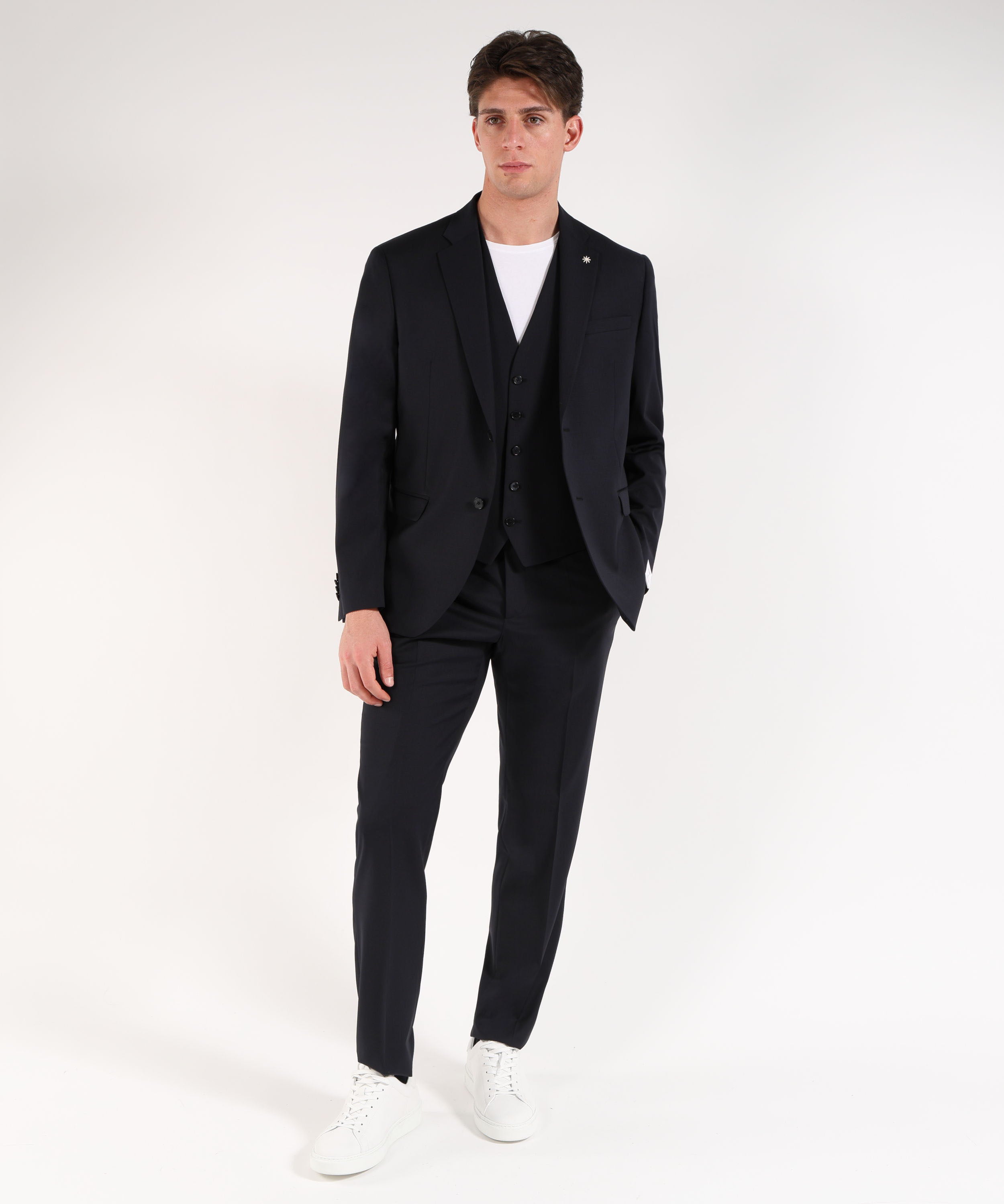 Dresses & Suits MANUEL RITZ Drop 8 Suit with Waistcoat and Matching Trousers Blu | MANUEL RITZ
