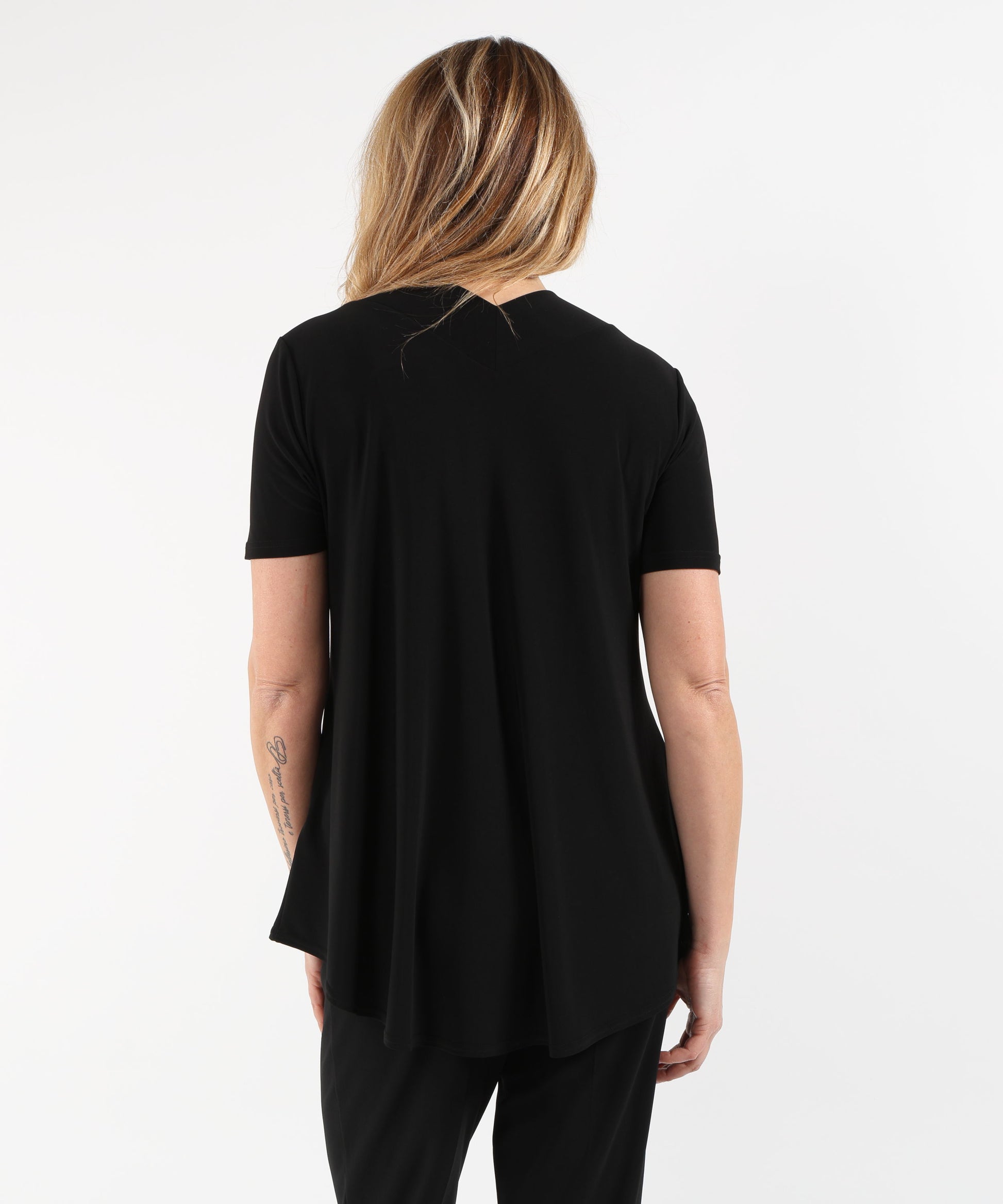 Knitwear RIBKOFF Silk-Effect Knit Flared Top Nero | RIBKOFF