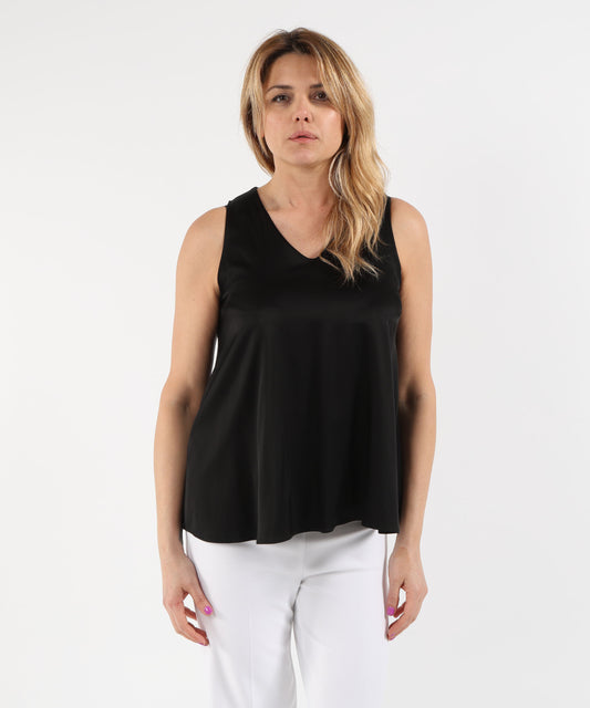 Canotte ELENA MIRO' Top in raso di viscosa Nero | ELENA MIRO'