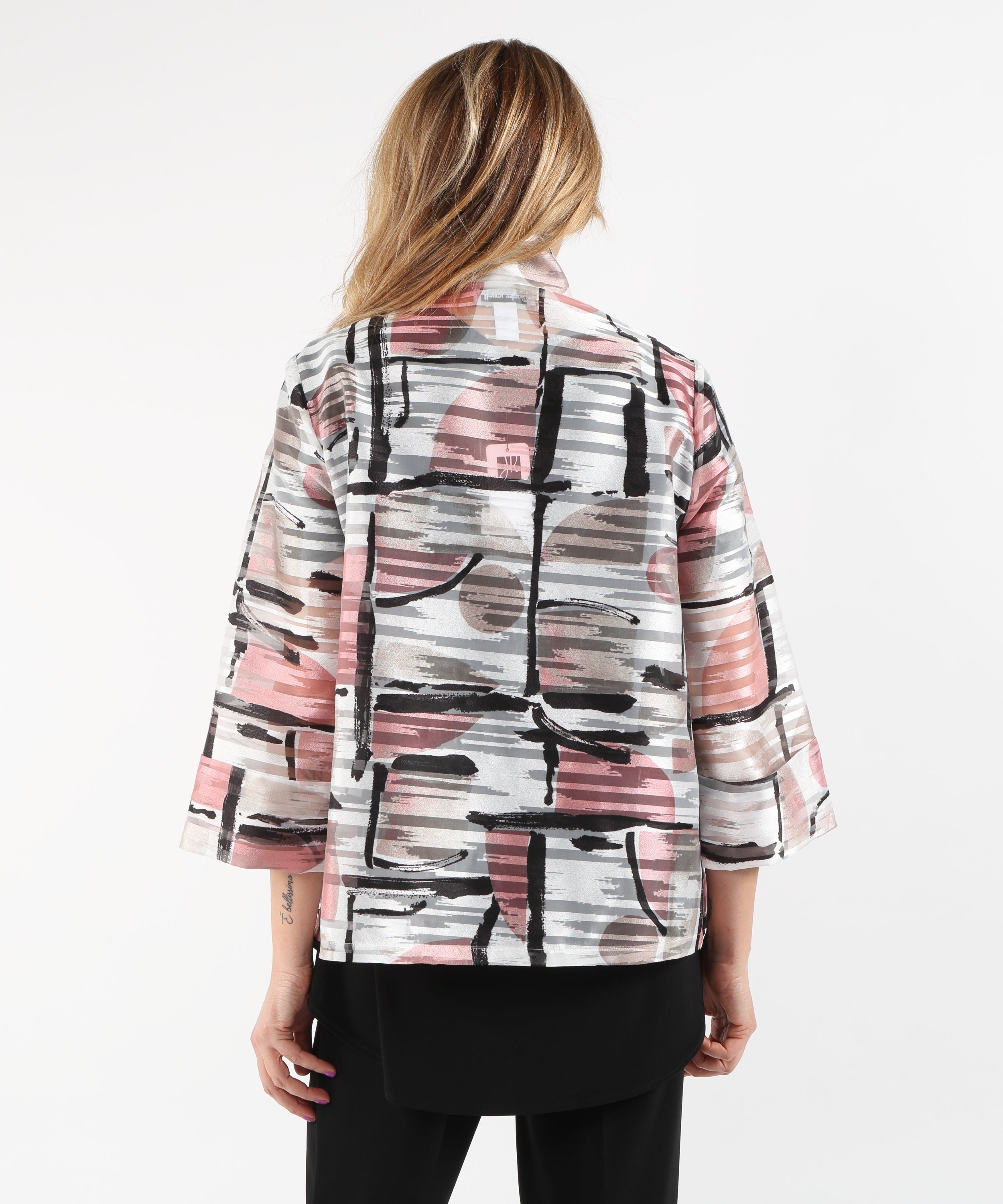 Giacche RIBKOFF Giacca squadrata in organza jacquard con stampa astratta Multicolor | RIBKOFF