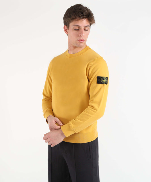 Felpe STONE ISLAND Felpa girocollo regular fit con polsini elasticizzati Mostarda | STONE ISLAND