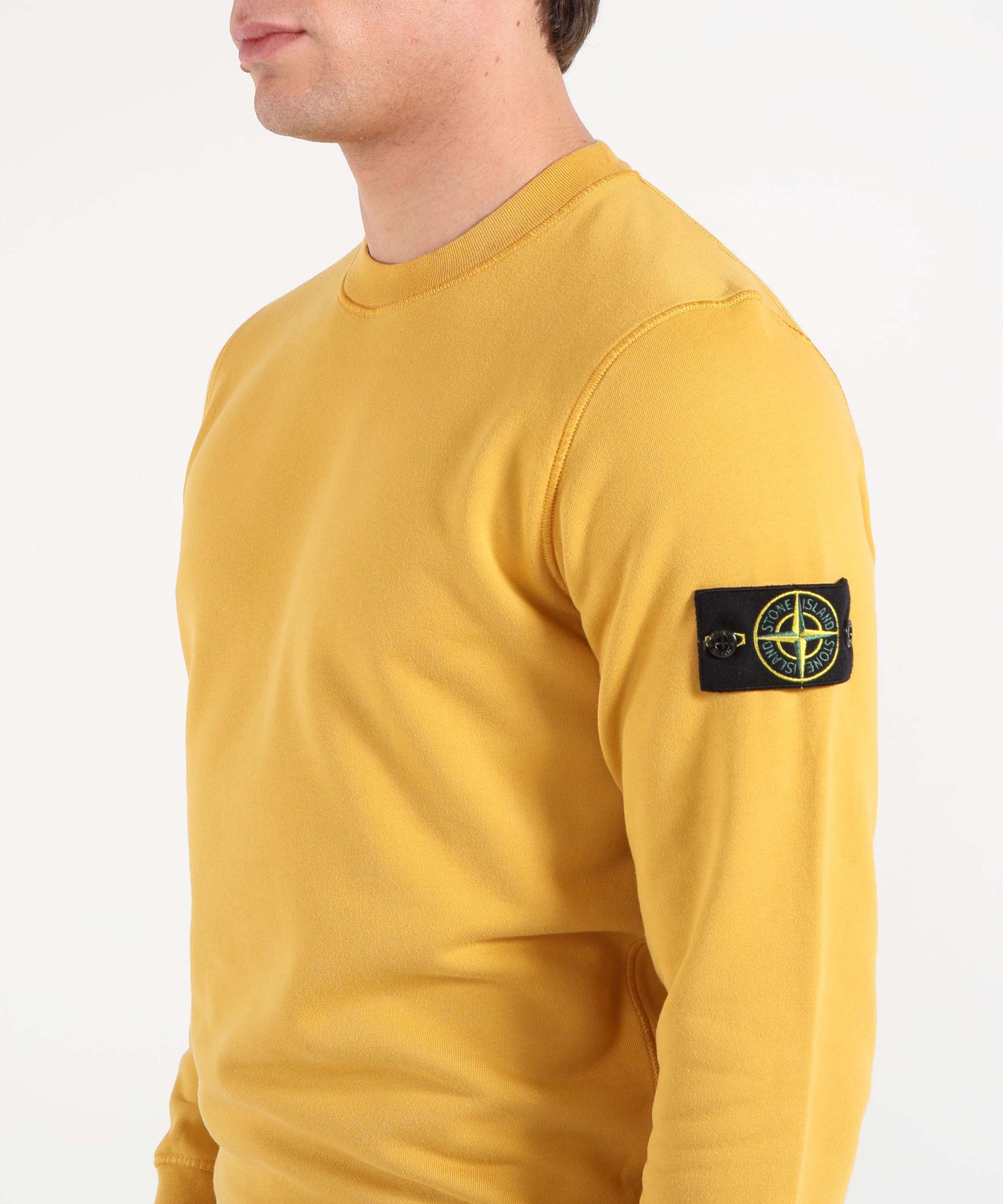 STONE ISLAND Felpa girocollo regular fit con polsini elasticizzati