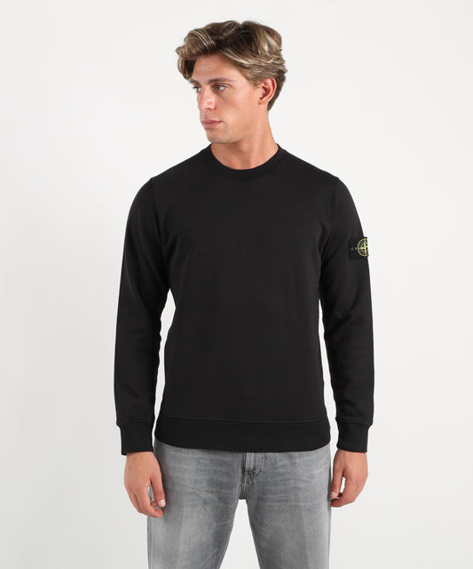 Felpe STONE ISLAND Felpa girocollo regular fit con polsini elasticizzati Nero | STONE ISLAND