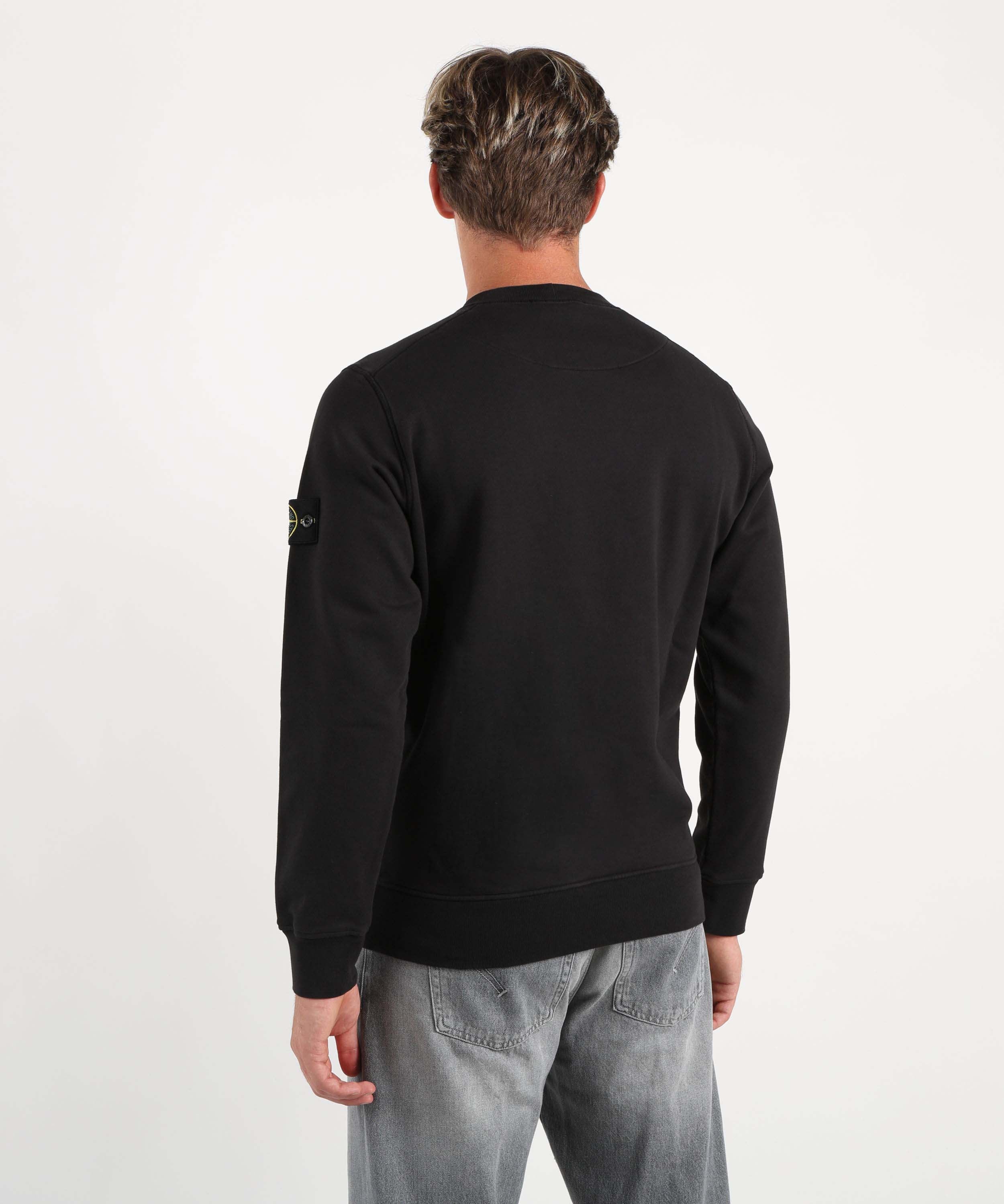 Felpe STONE ISLAND Felpa girocollo regular fit con polsini elasticizzati Nero | STONE ISLAND