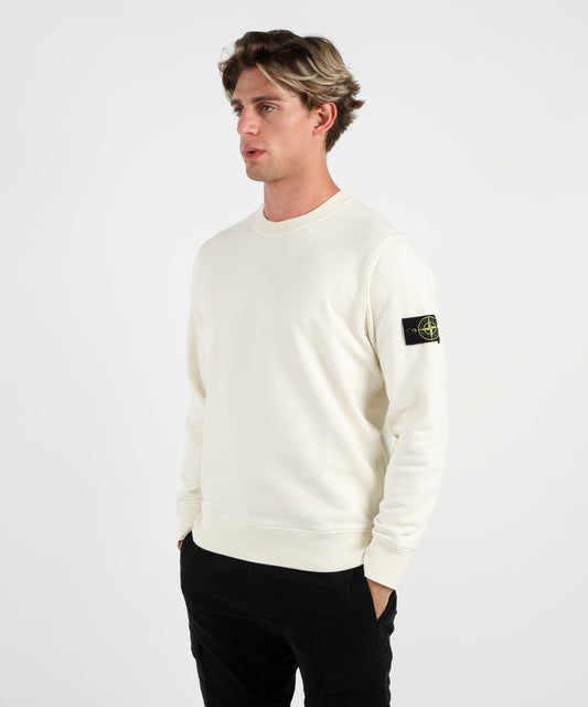 Felpe STONE ISLAND Felpa girocollo regular fit con polsini elasticizzati Avorio | STONE ISLAND