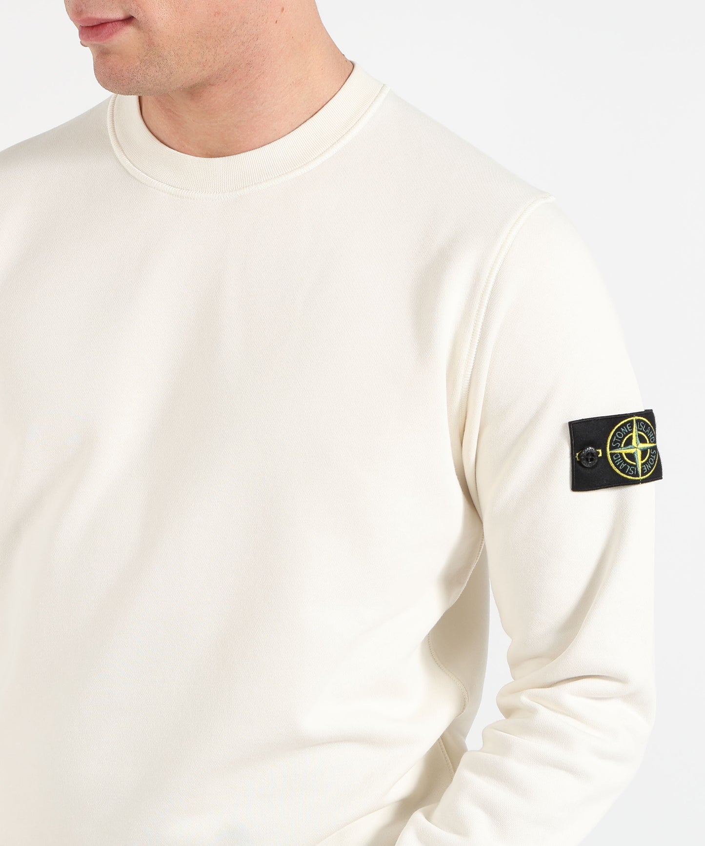 STONE ISLAND Felpa girocollo regular fit con polsini elasticizzati