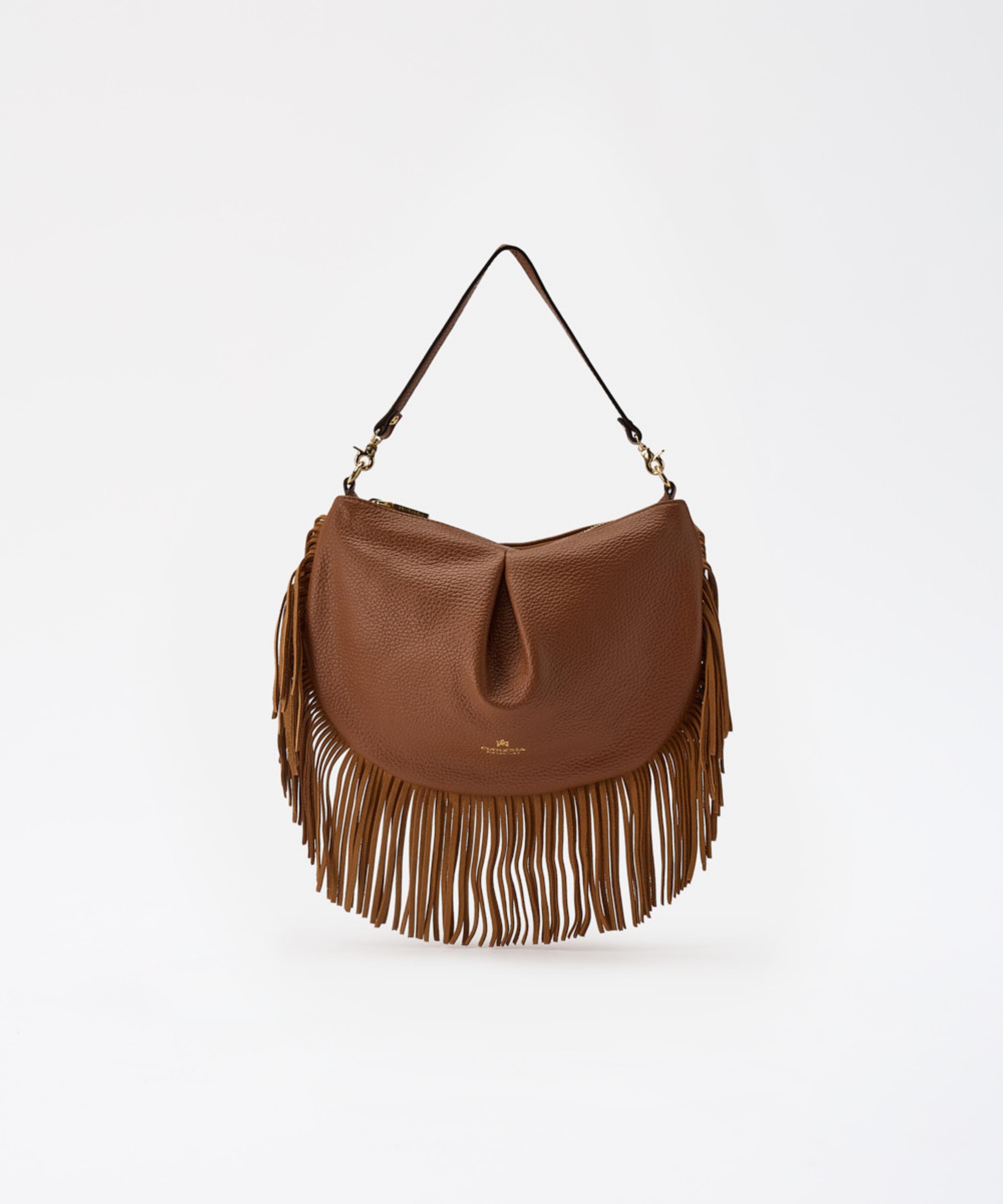 Bags CUOIERIA FIORENTINA  Mini Pouch with Fringes Caramello | CUOIERIA FIORENTINA